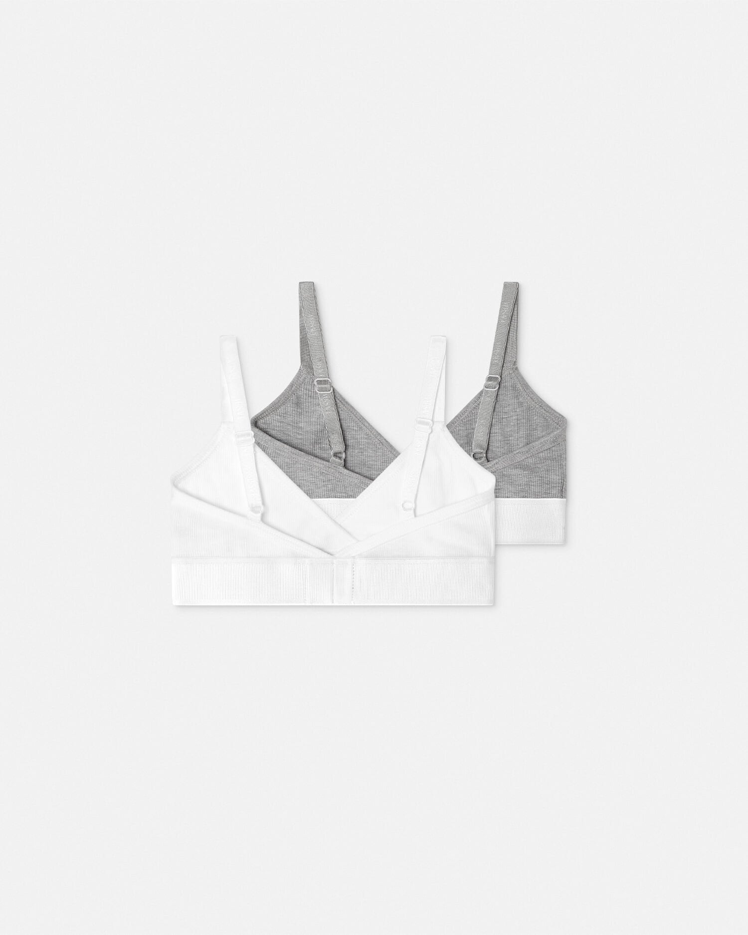 Kids Ribbed Cotton-Jersey Bralette 2-Pack White,Silver | VERSACE CA