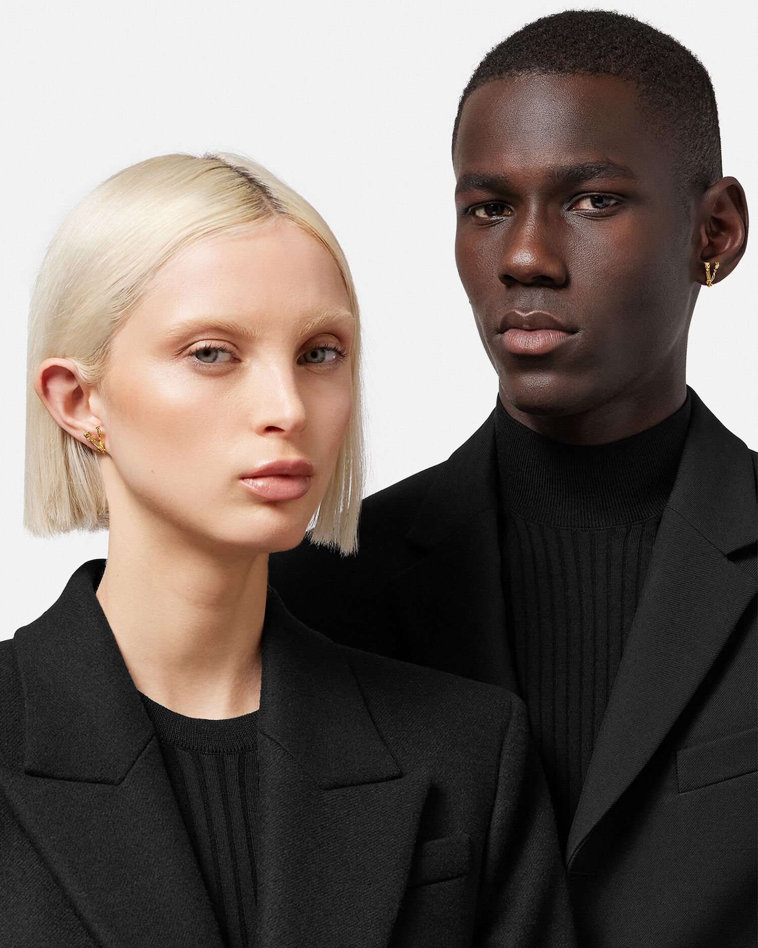 Virtus Stud Earrings Gold Versace US