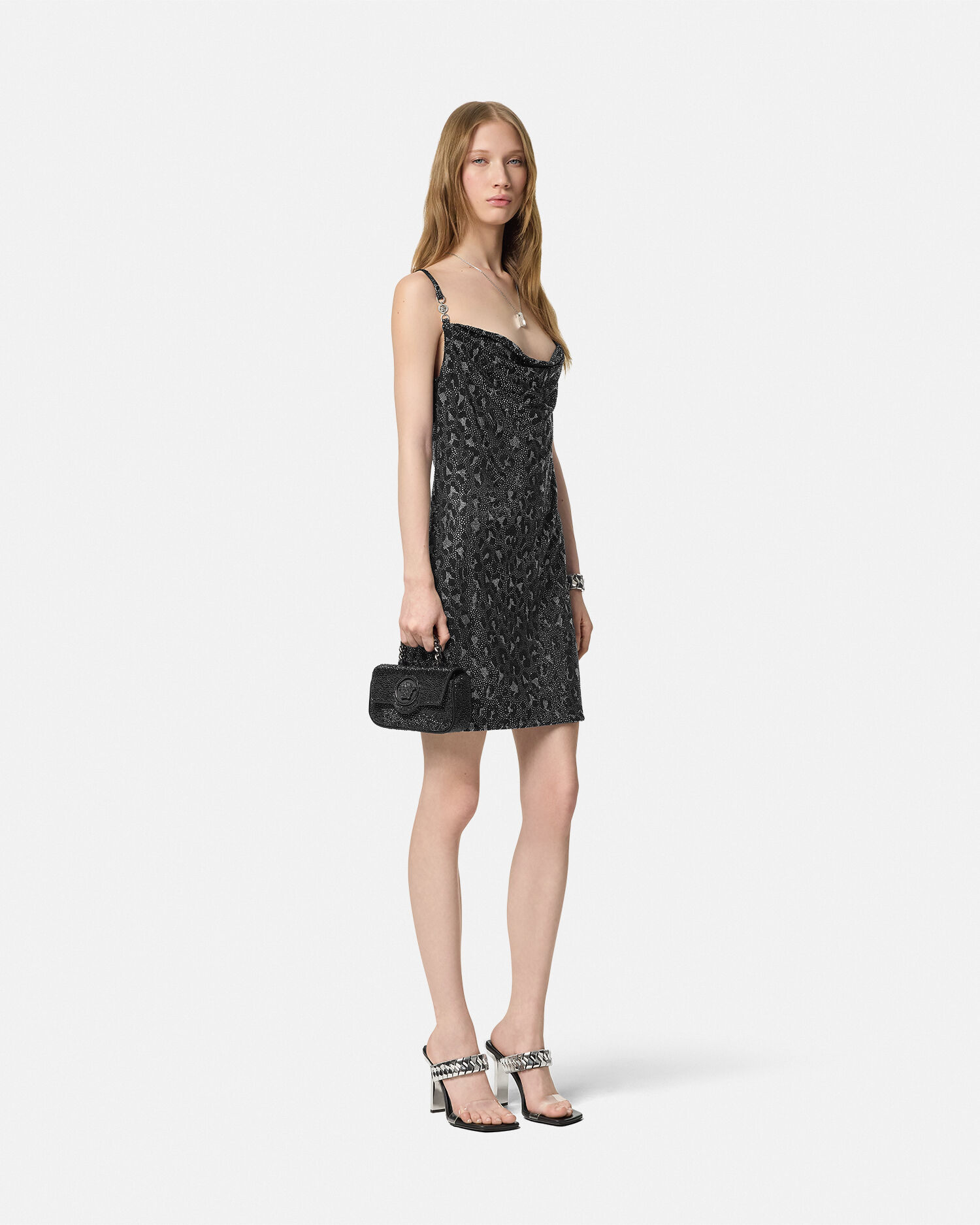 Crystal Leopard Slip Mini Dress VERSACE