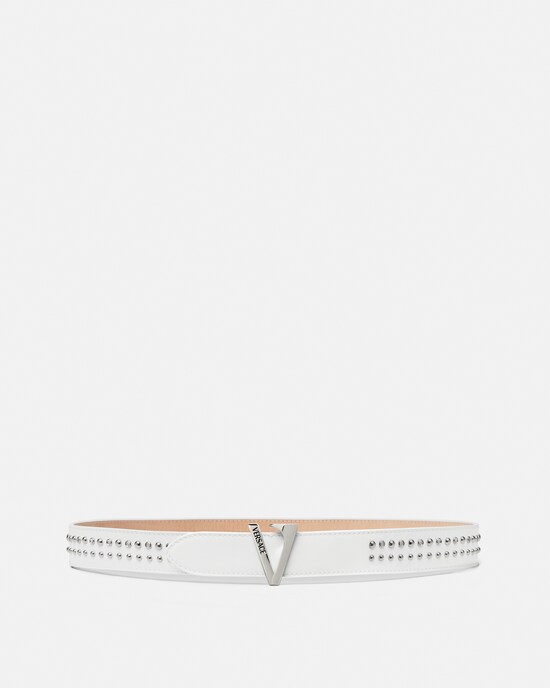 Ceinture en cuir à ornement V 3 cm Blanc 1