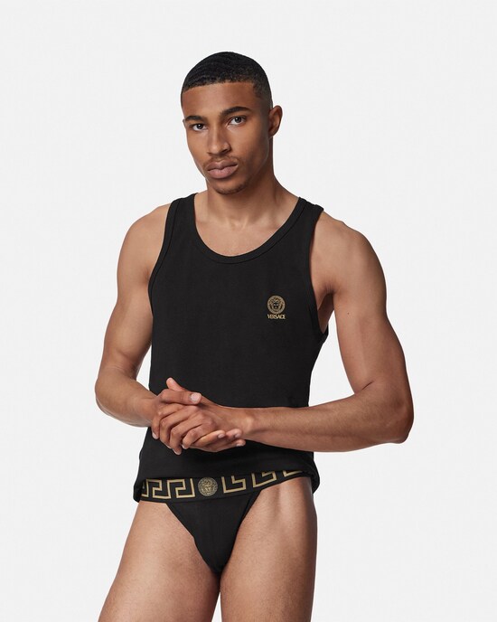 Versace Jockstrap en jersey de coton noir 2
