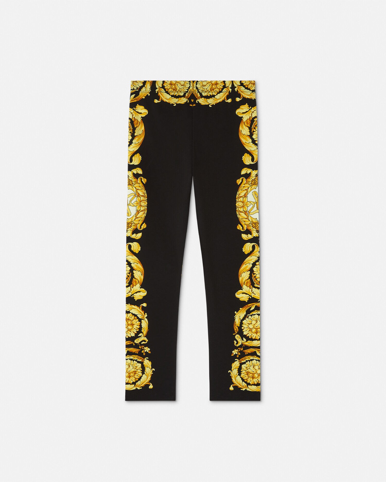 Kids Printed Stretch Cotton-Jersey Leggings Black,Print | VERSACE