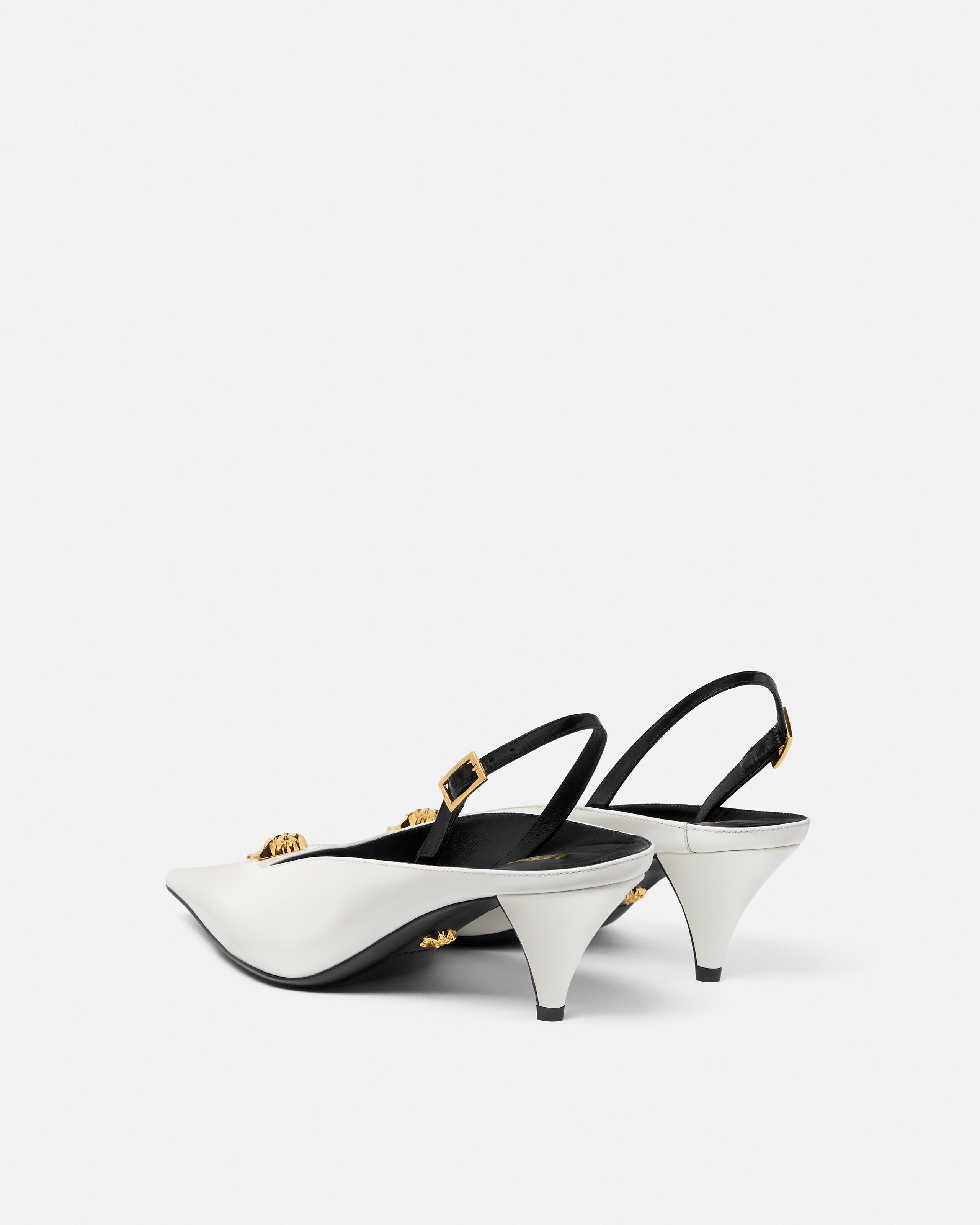 La Medusa Leather Slingbacks 55 mm White | VERSACE US