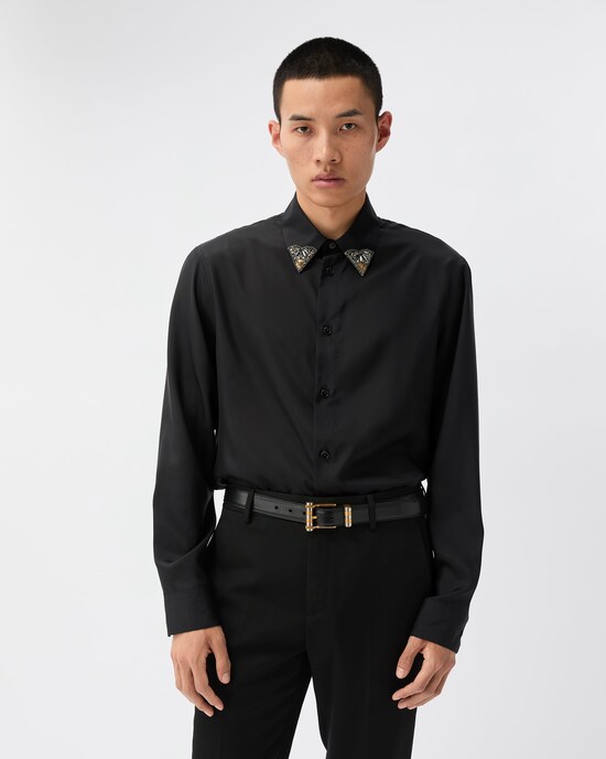 Silk-Poplin Regular Shirt Black 2
