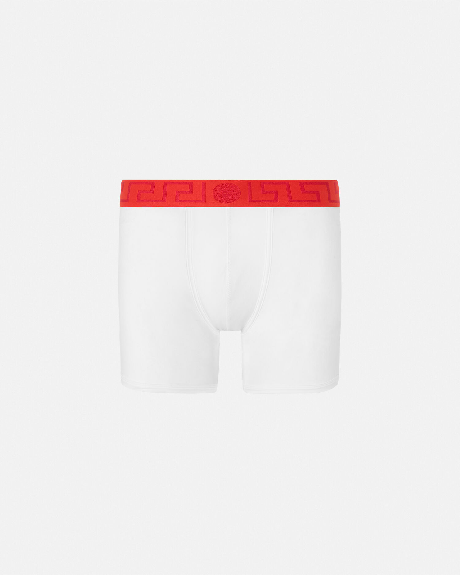 Boxer long a bordure Greca Blanc Rouge VERSACE