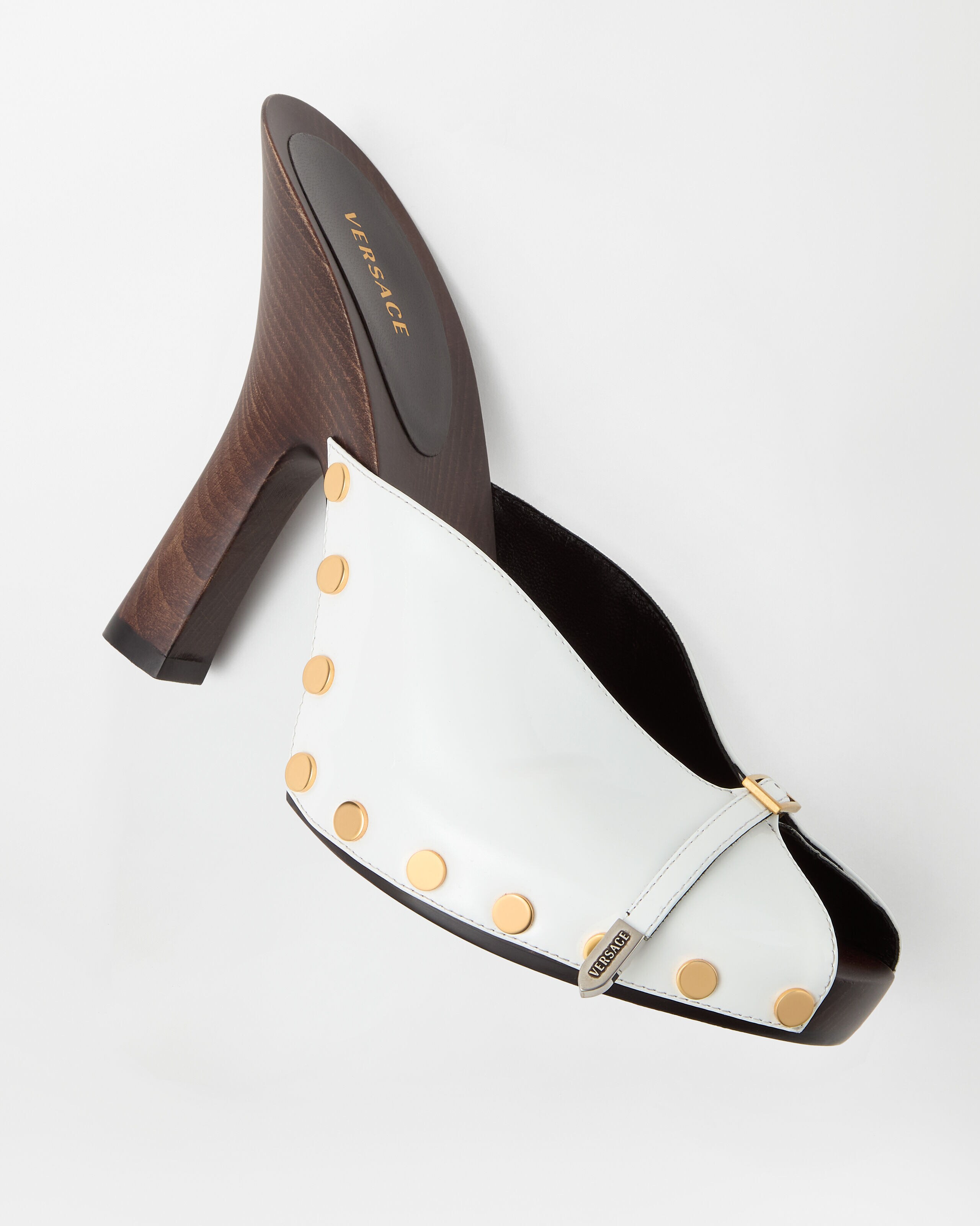 Sassi Patent Clogs 105 mm White | VERSACE US