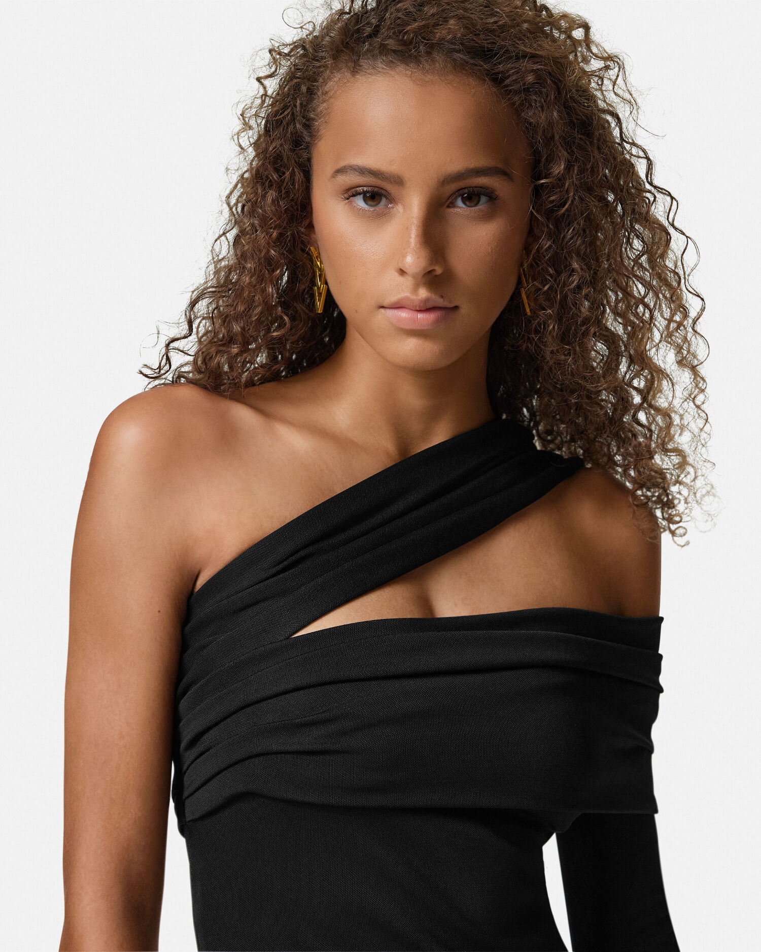 One Shoulder Gathered Midi Dress