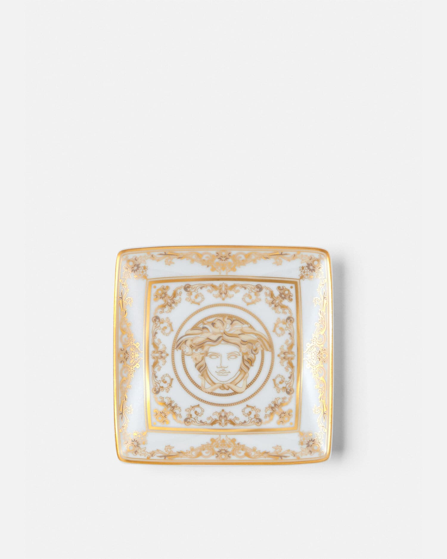 Medusa Gala Small Square Plate 12 cm White | VERSACE US