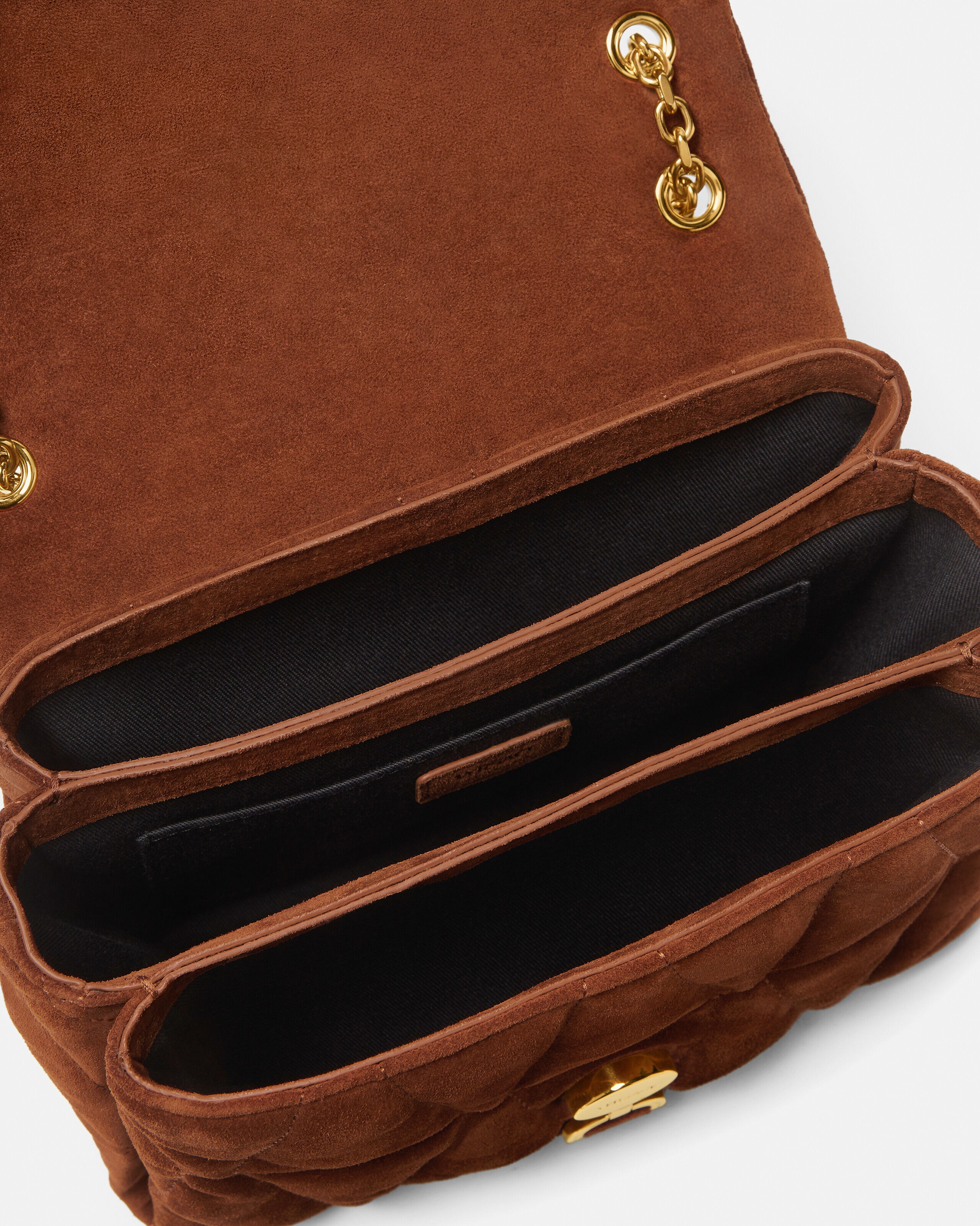 Kleio Quilted Suede Shoulder Bag