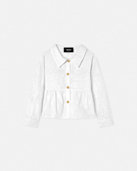 儿童提花棉府绸衬衫 白色 1