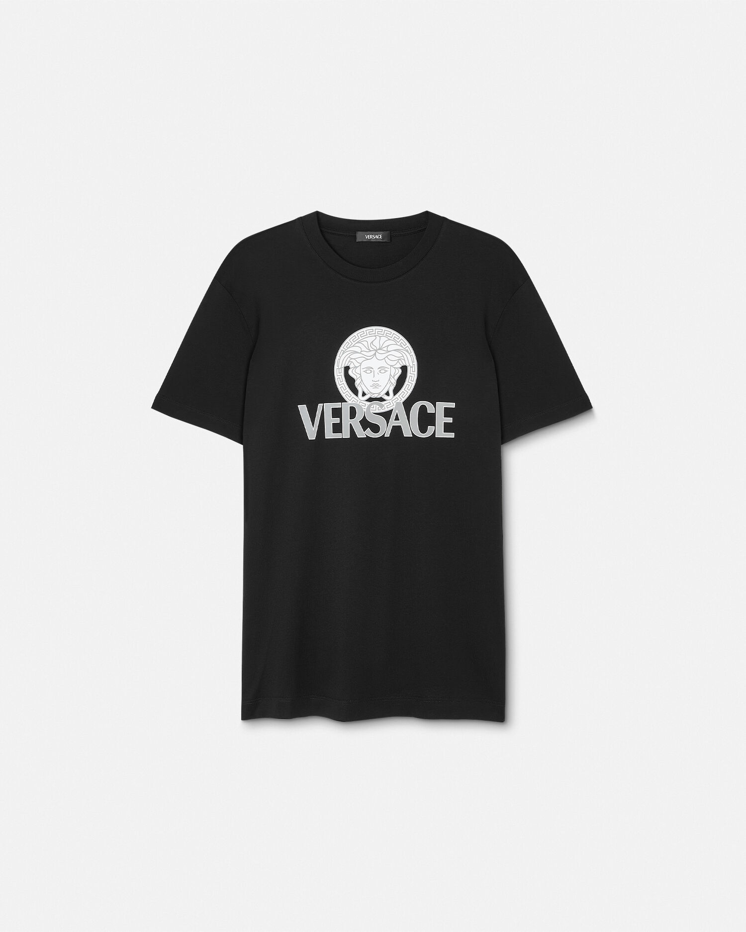 Printed Cotton-Jersey T-Shirt Black | VERSACE US