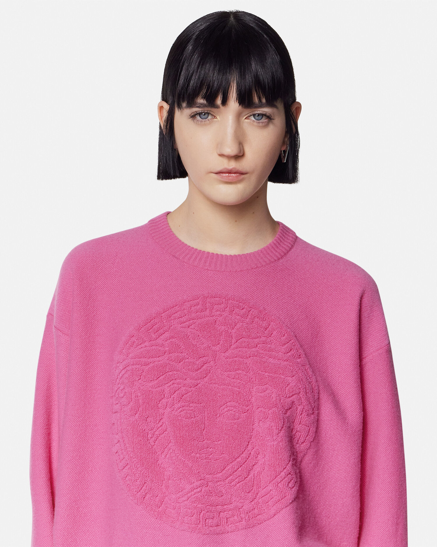 Cashmere-Blend Medusa Knit Sweater Pink | VERSACE
