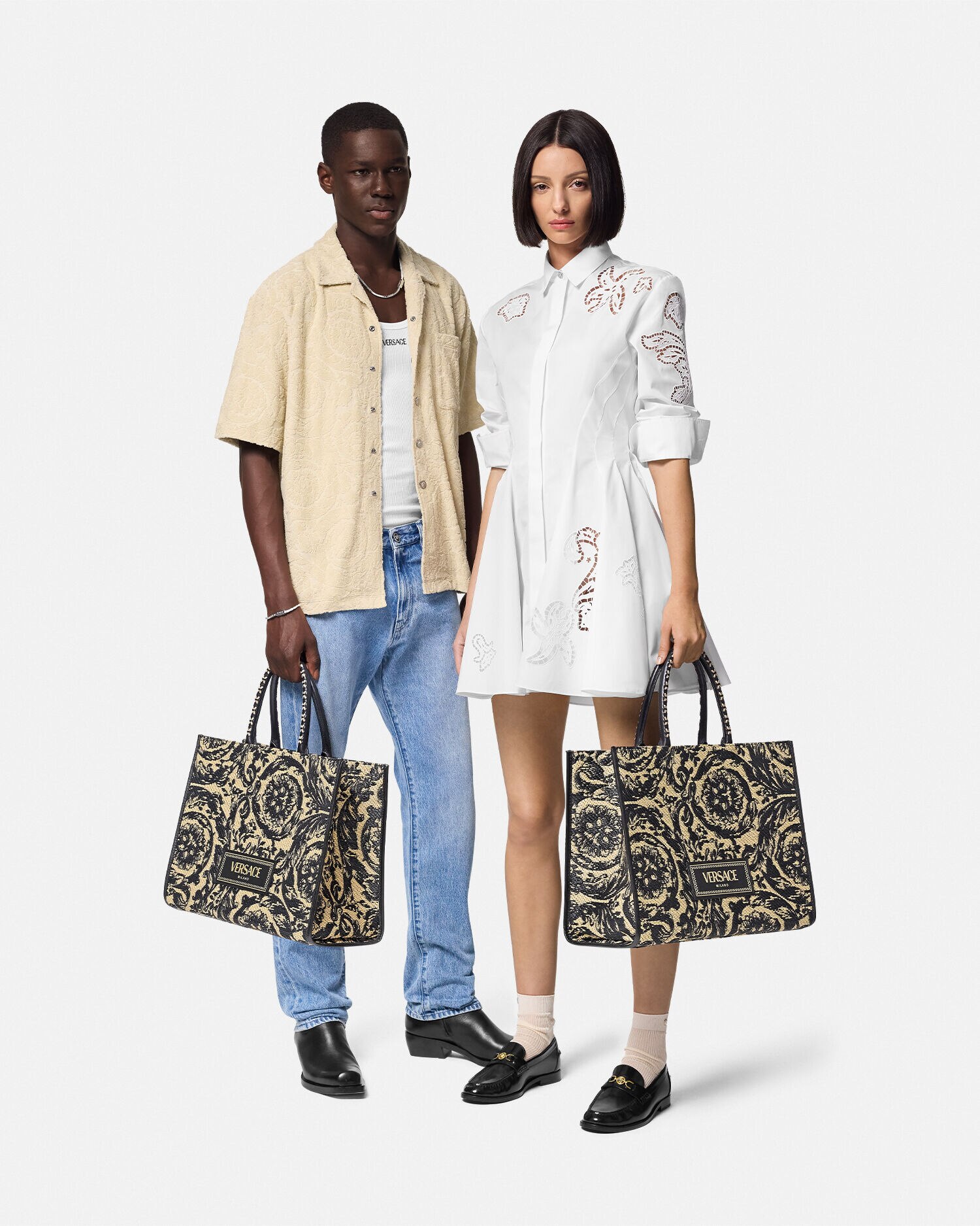 Shopper grande in rafia Athena Barocco