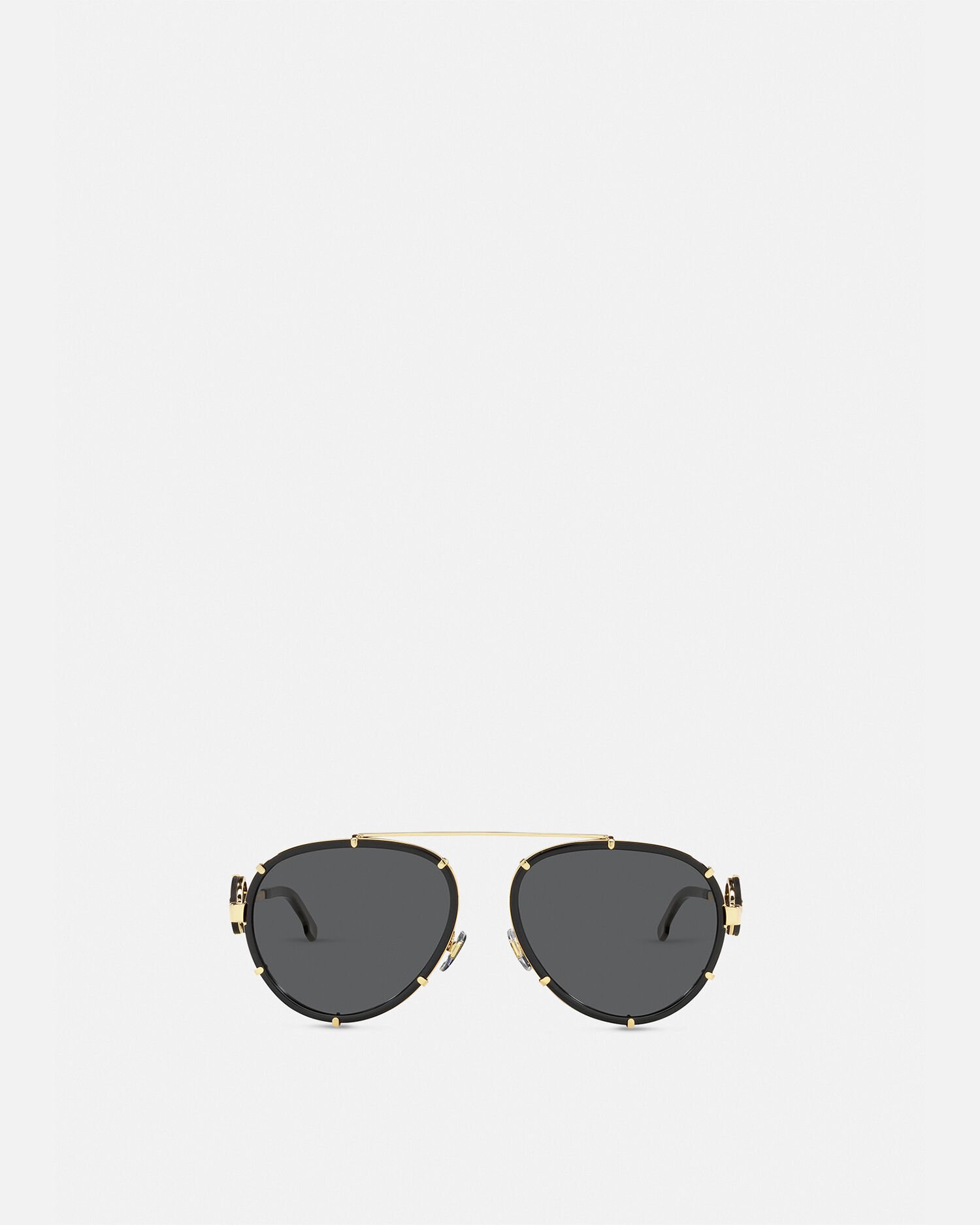 Vintage Icon Pilot Clip On Sunglasses Black Gold VERSACE US