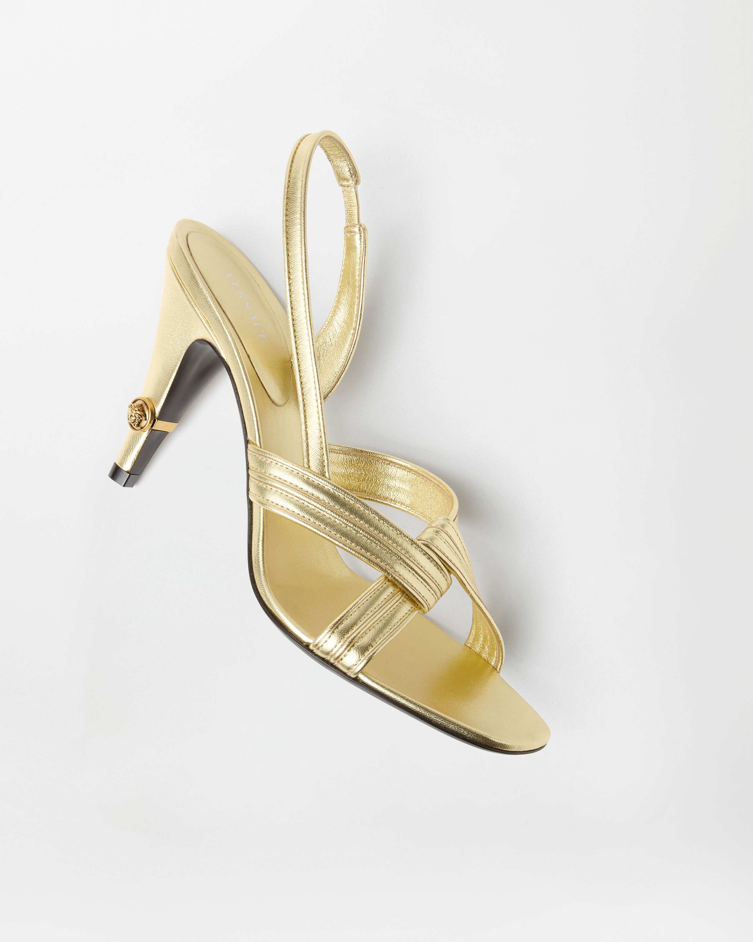 Gianni Metallic Nappa Sandals 90 mm Gold | VERSACE US