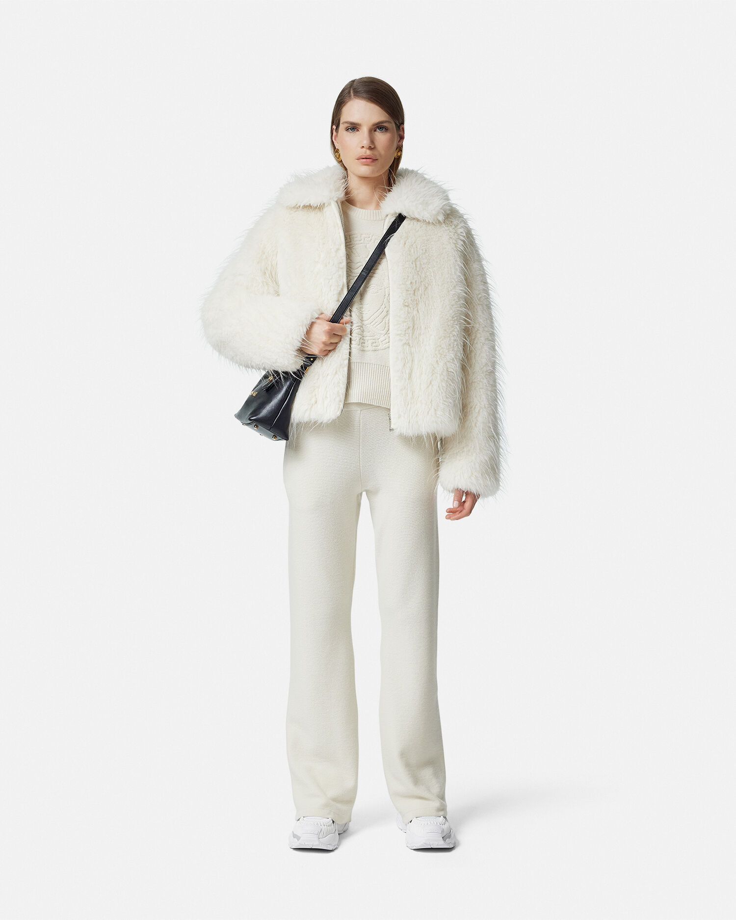 Alpaca Wool Faux Fur Bomber Jacket