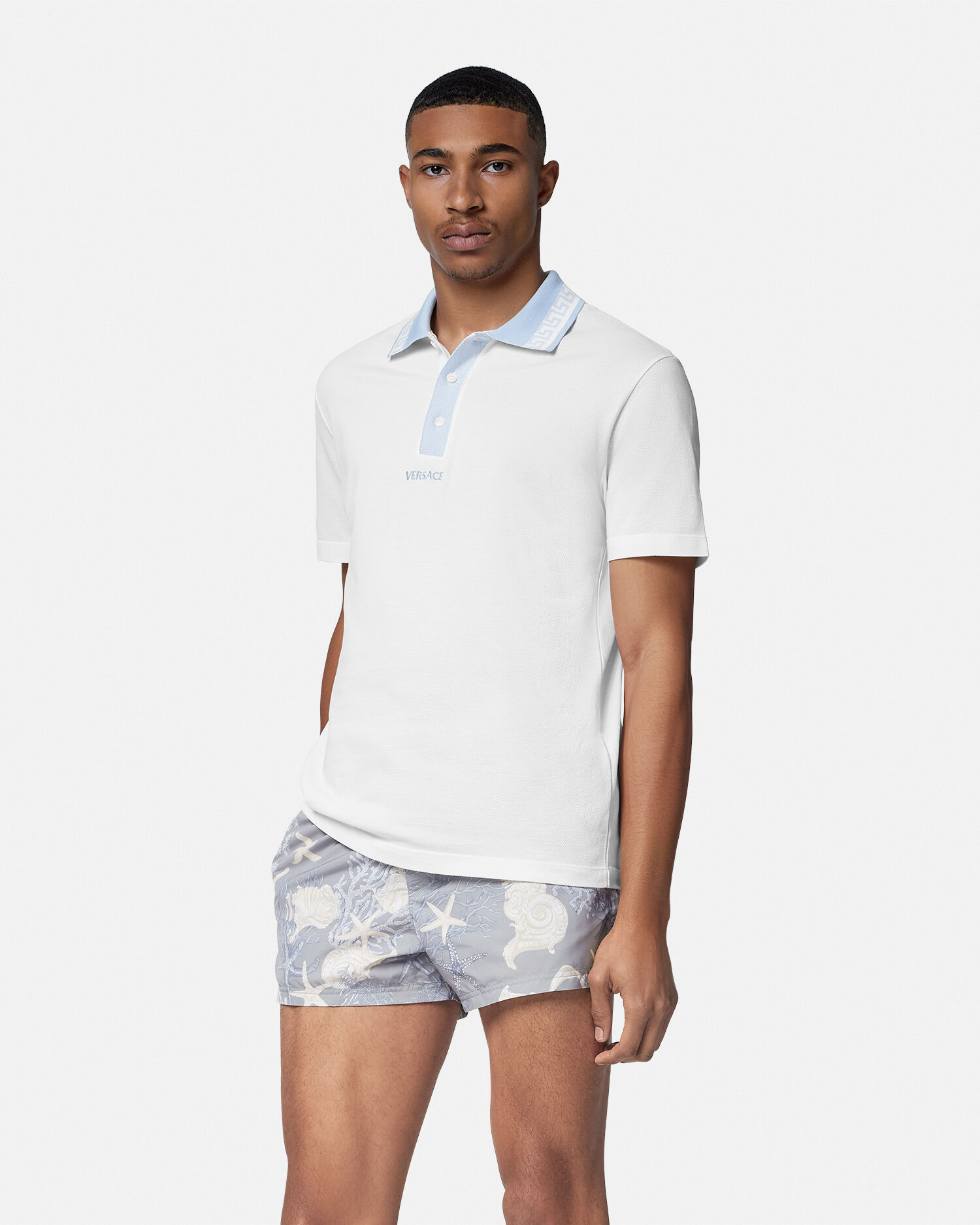 White versace swim shorts sales