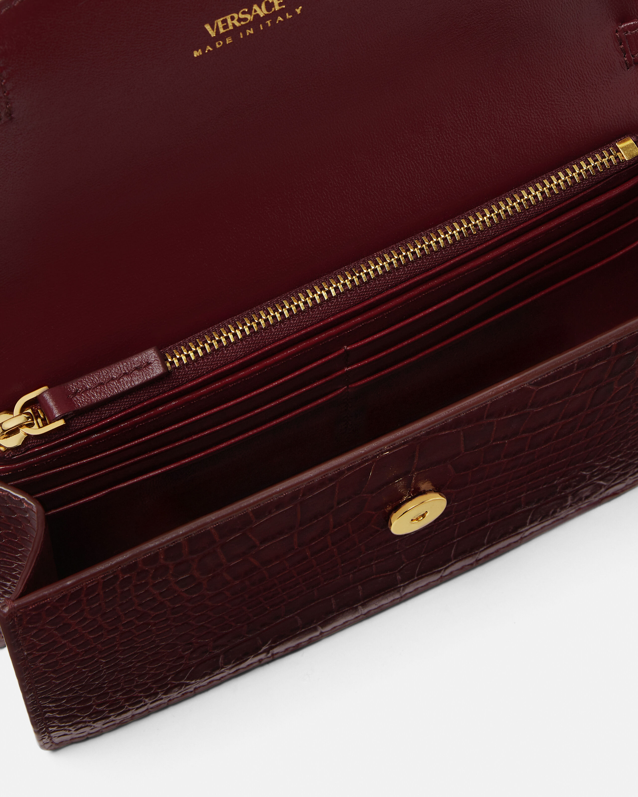 Medusa '95 Croc-Effect Clutch Burgundy | VERSACE US