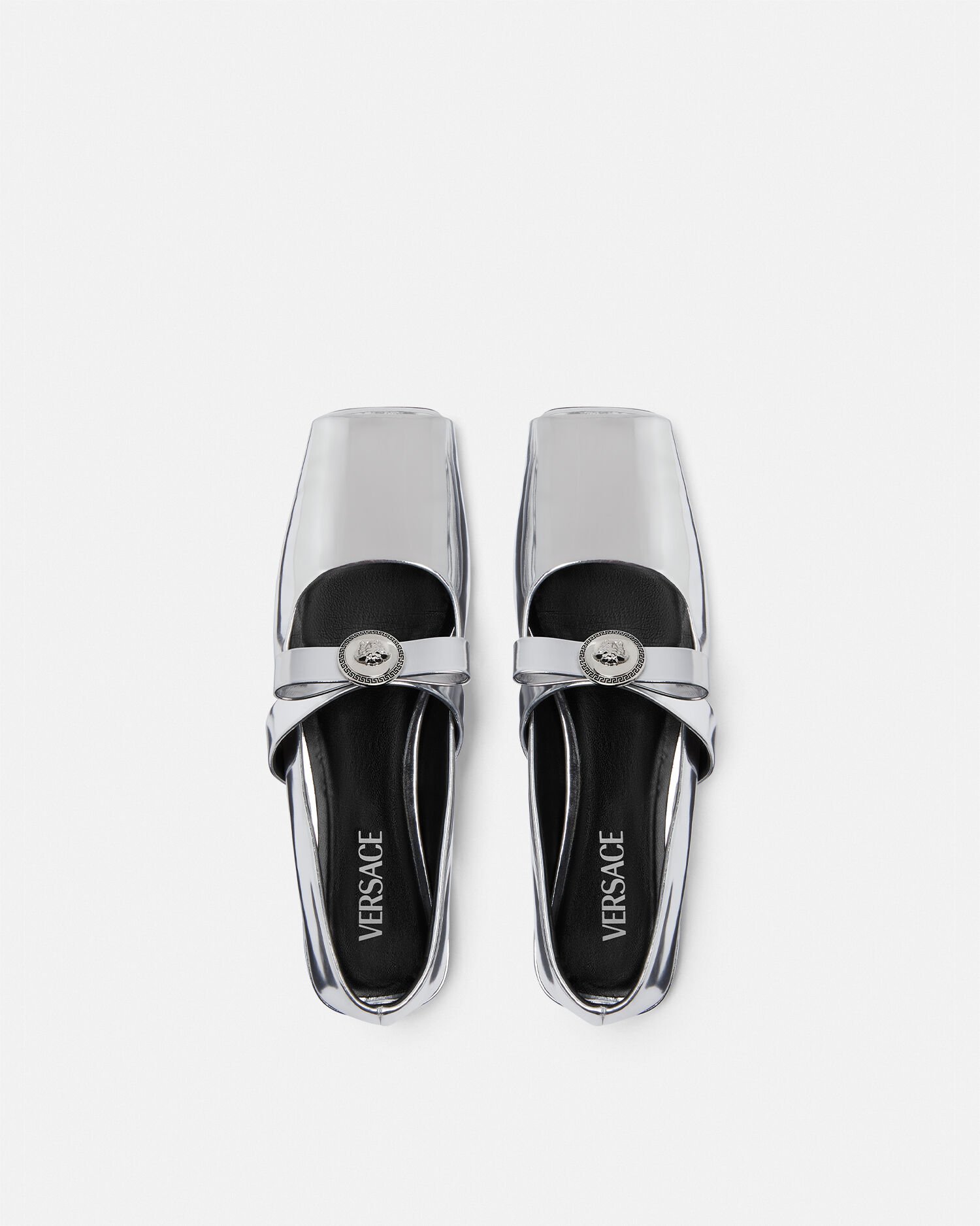 Silver versace shoes best sale