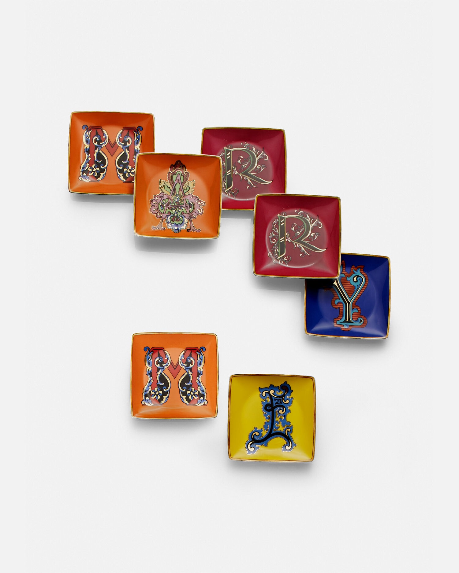 Versace Alphabet A Small Square Plate 12cm Print | VERSACE US