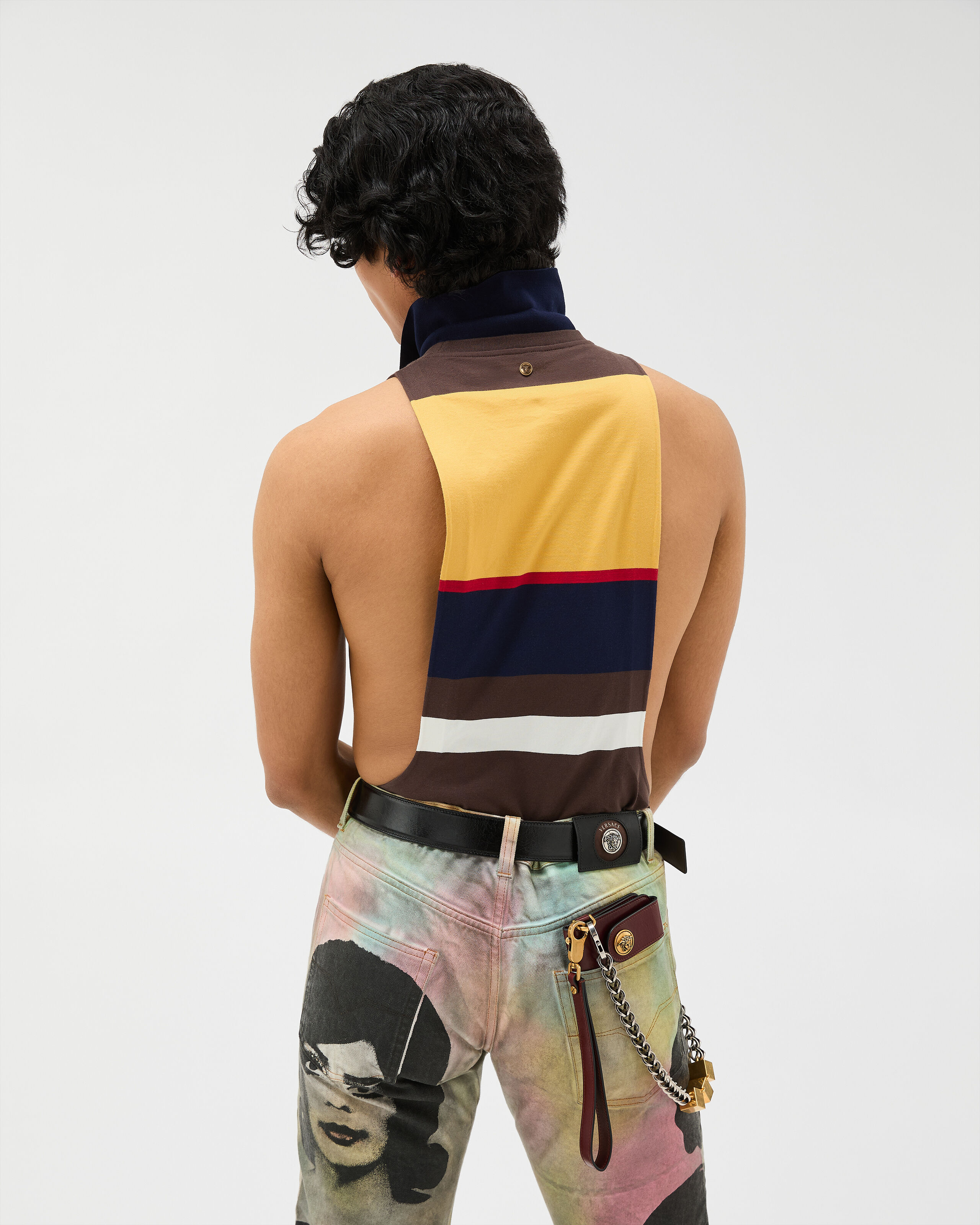 Striped Cotton-Jersey Tank Top Multicolor | VERSACE