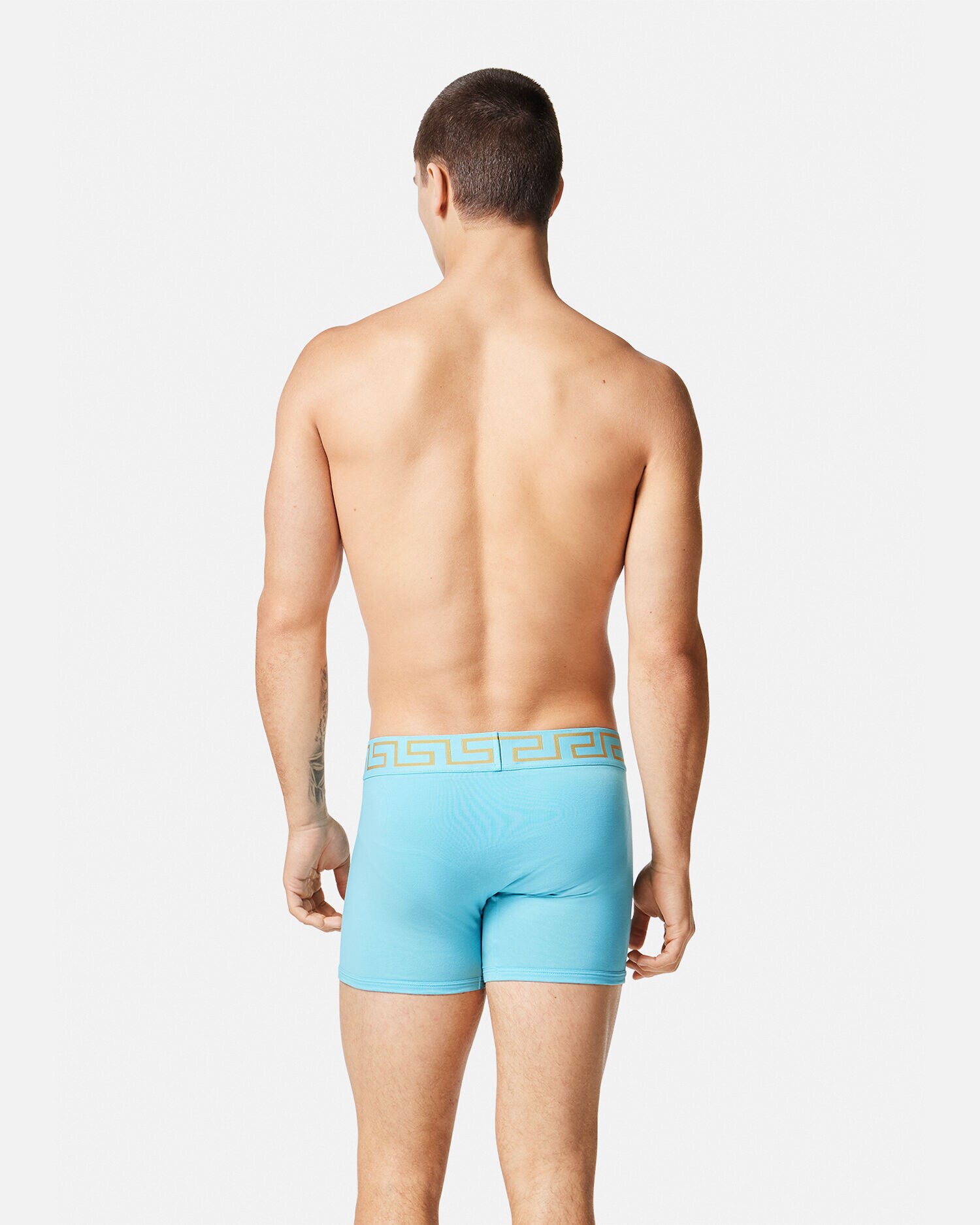Greca Border Long Trunks Blue VERSACE US