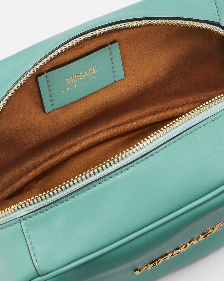 Versace Tag Bowling-Minibag aus Nappaleder Türkis 5