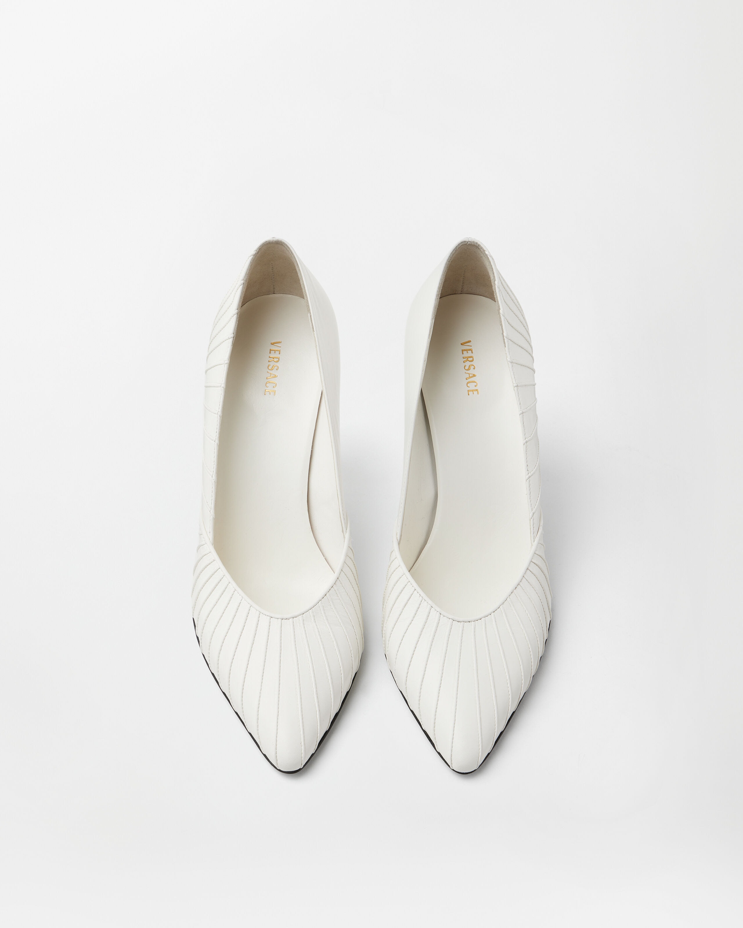 Gianni Leather Pumps 90 mm White | VERSACE