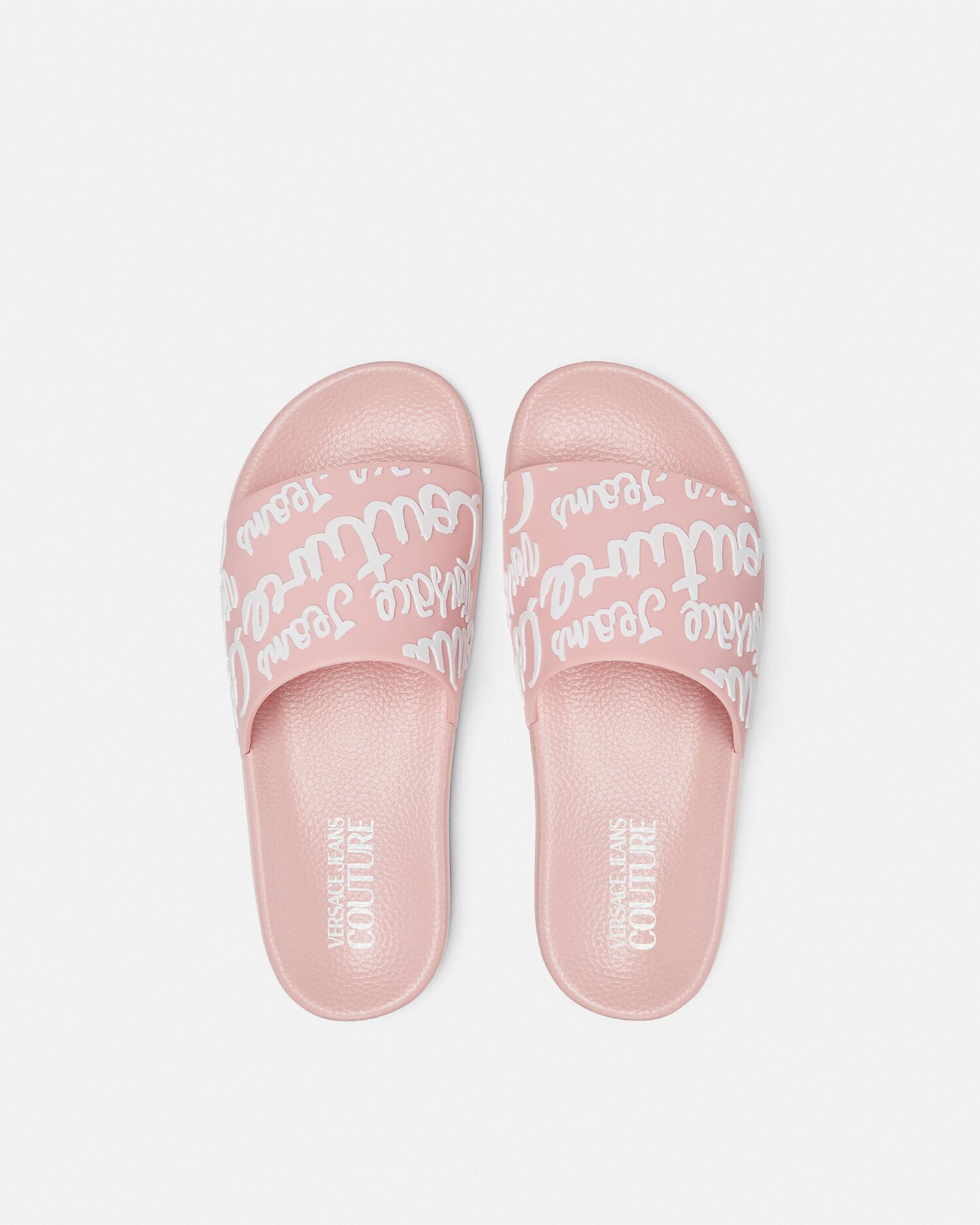 Logo Shelly Sliders Pink,Print | VERSACE US