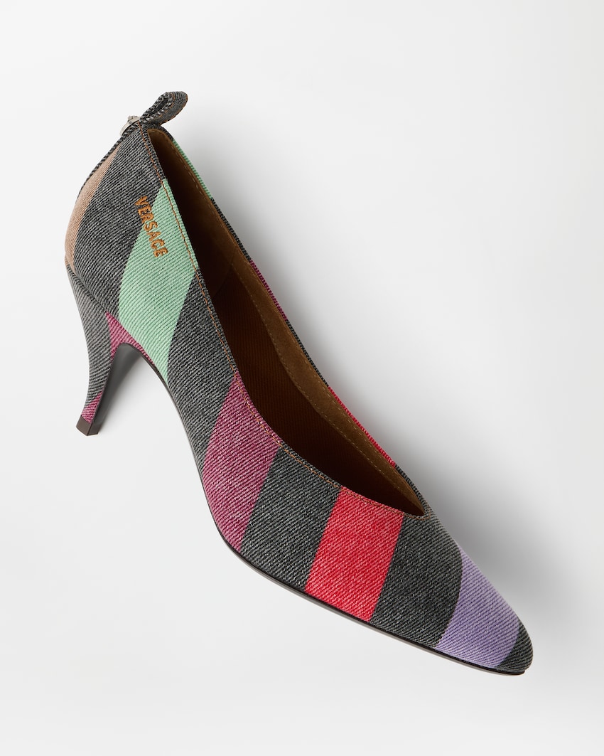 Tina Striped Denim Pumps 65 mm Multicolor 3