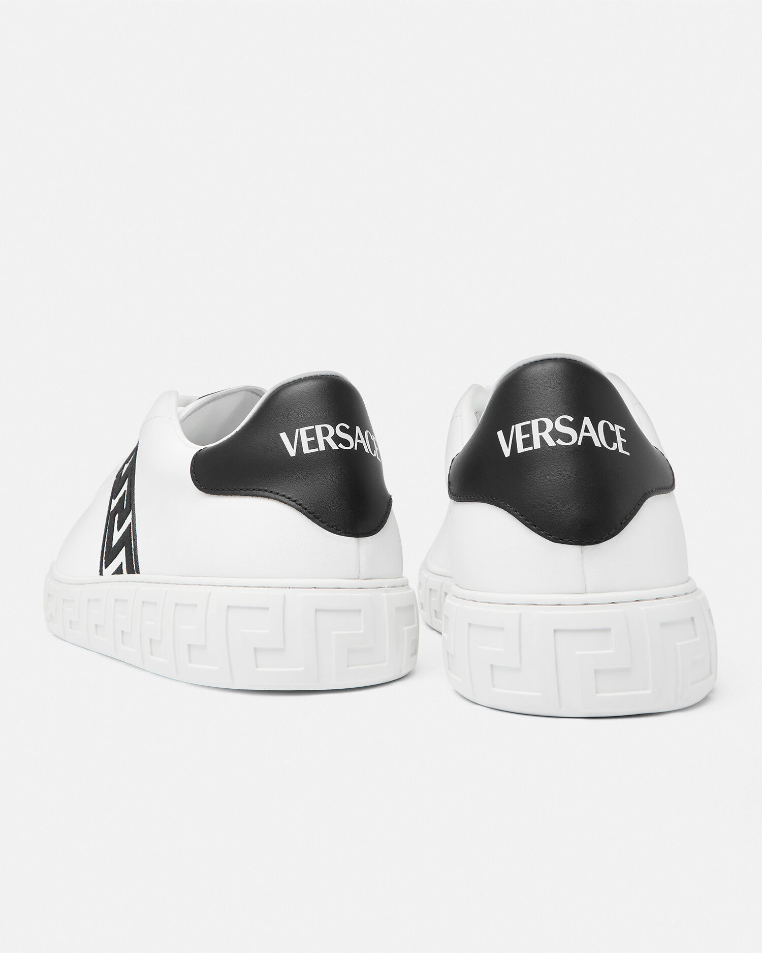 Greca Embroidered Nylon Sneakers Black,White | VERSACE US