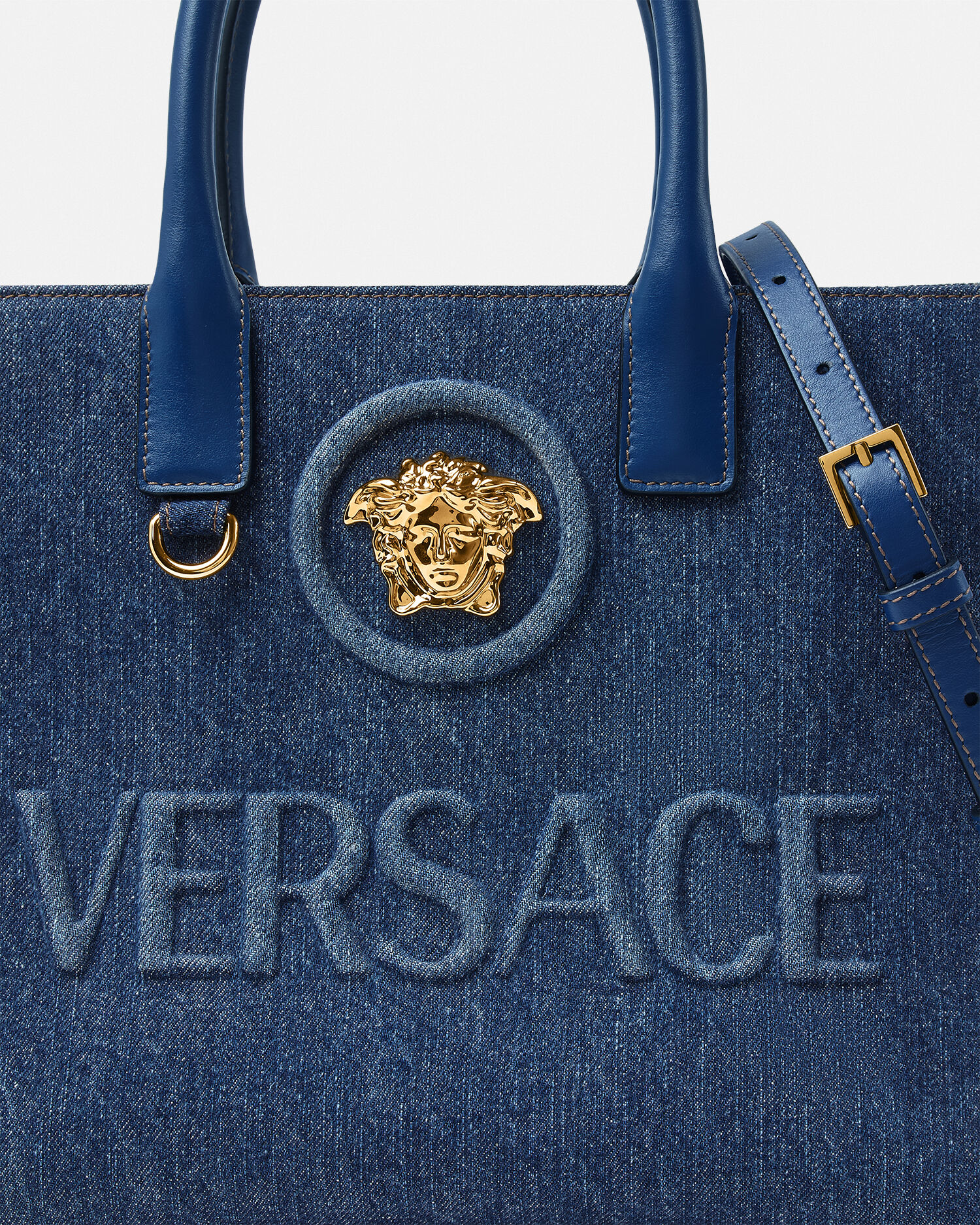 La Medusa Denim Small Tote Bag