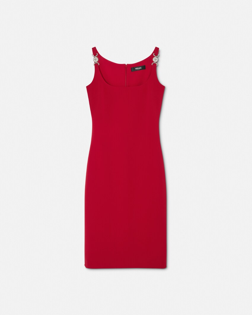 Versace Rouge Robe mi-longue ajustée en cady Rouge | VERSACE