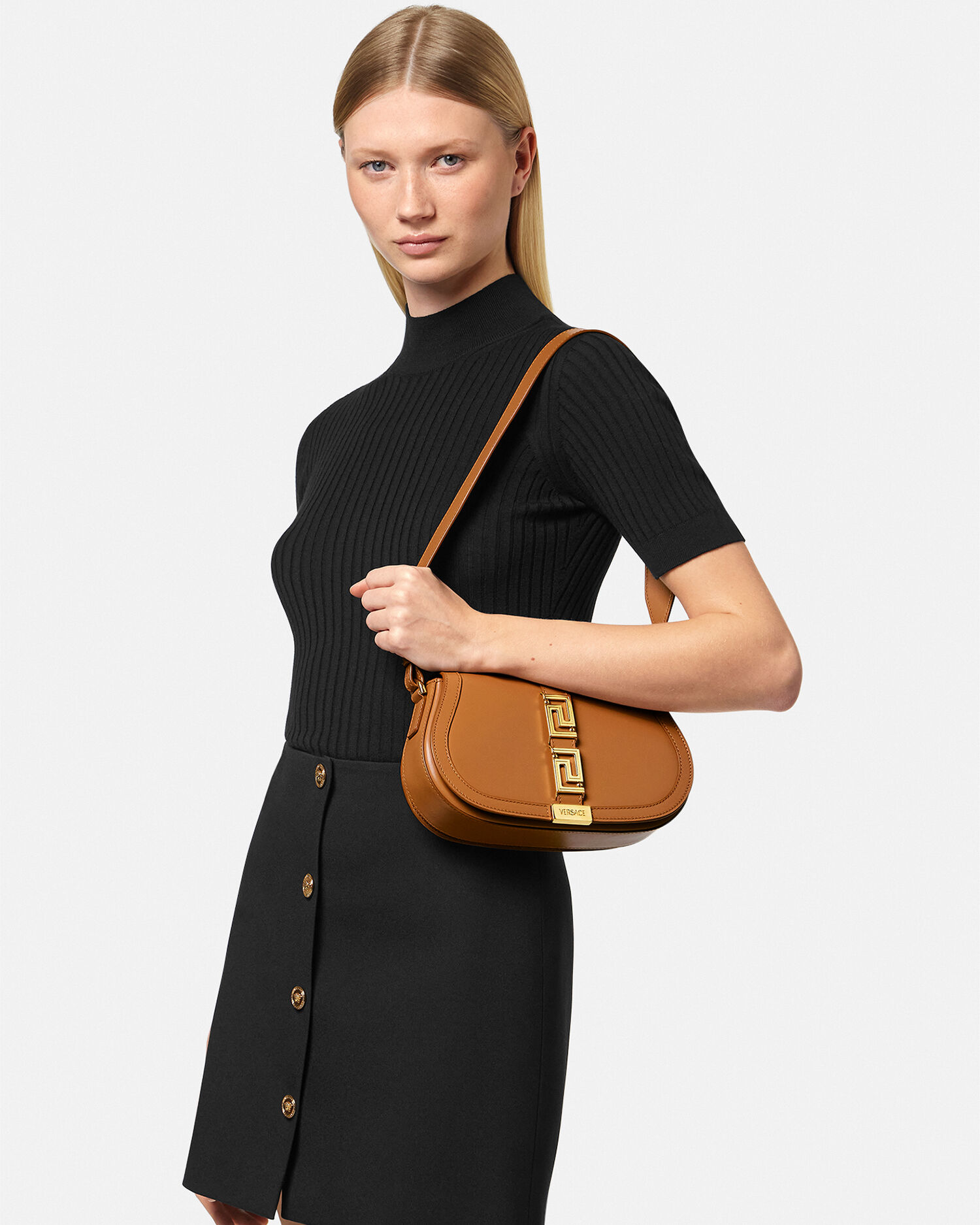 Versace leather hotsell shoulder bag