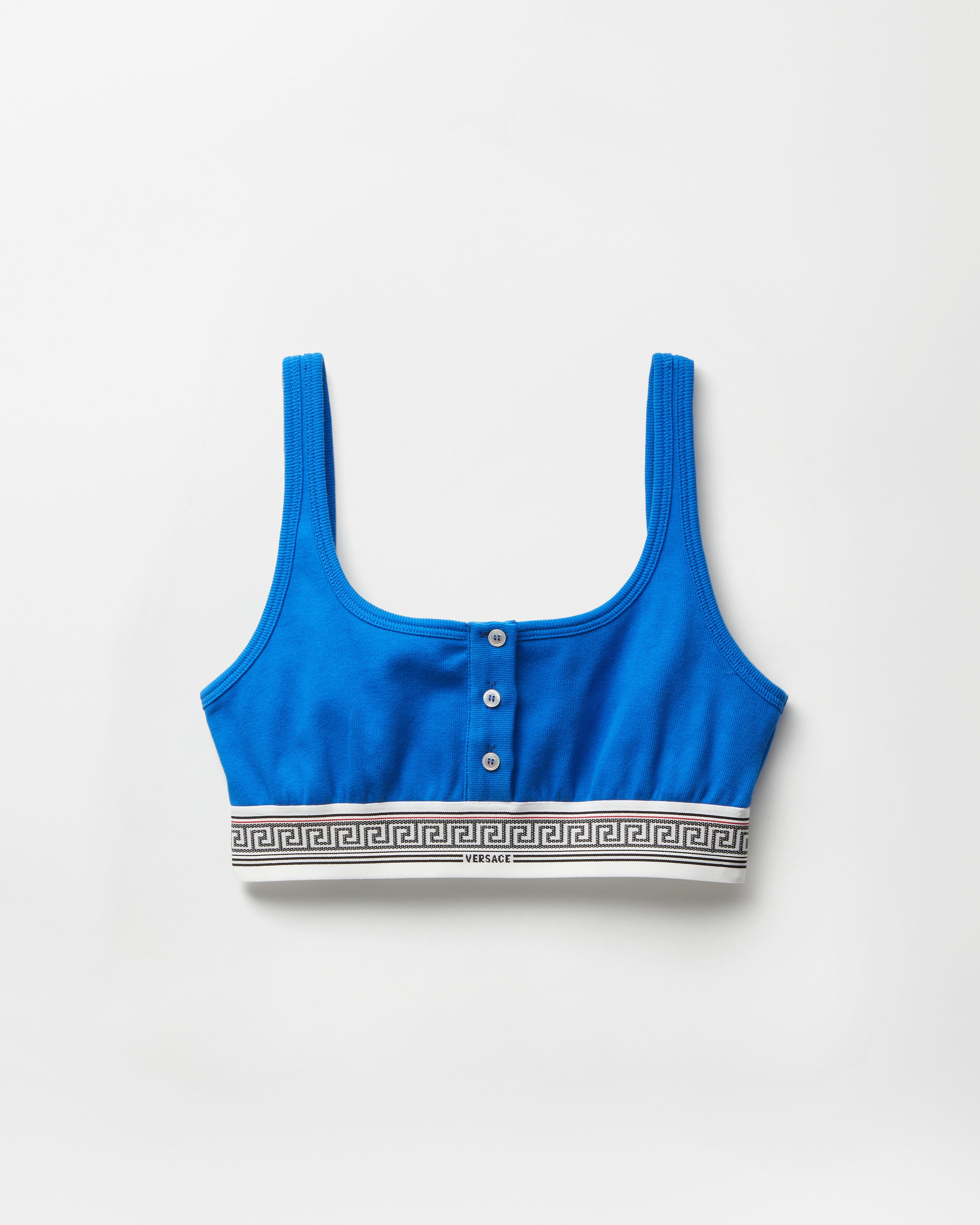Ribbed Cotton-Jersey Bralette Blue | VERSACE IN
