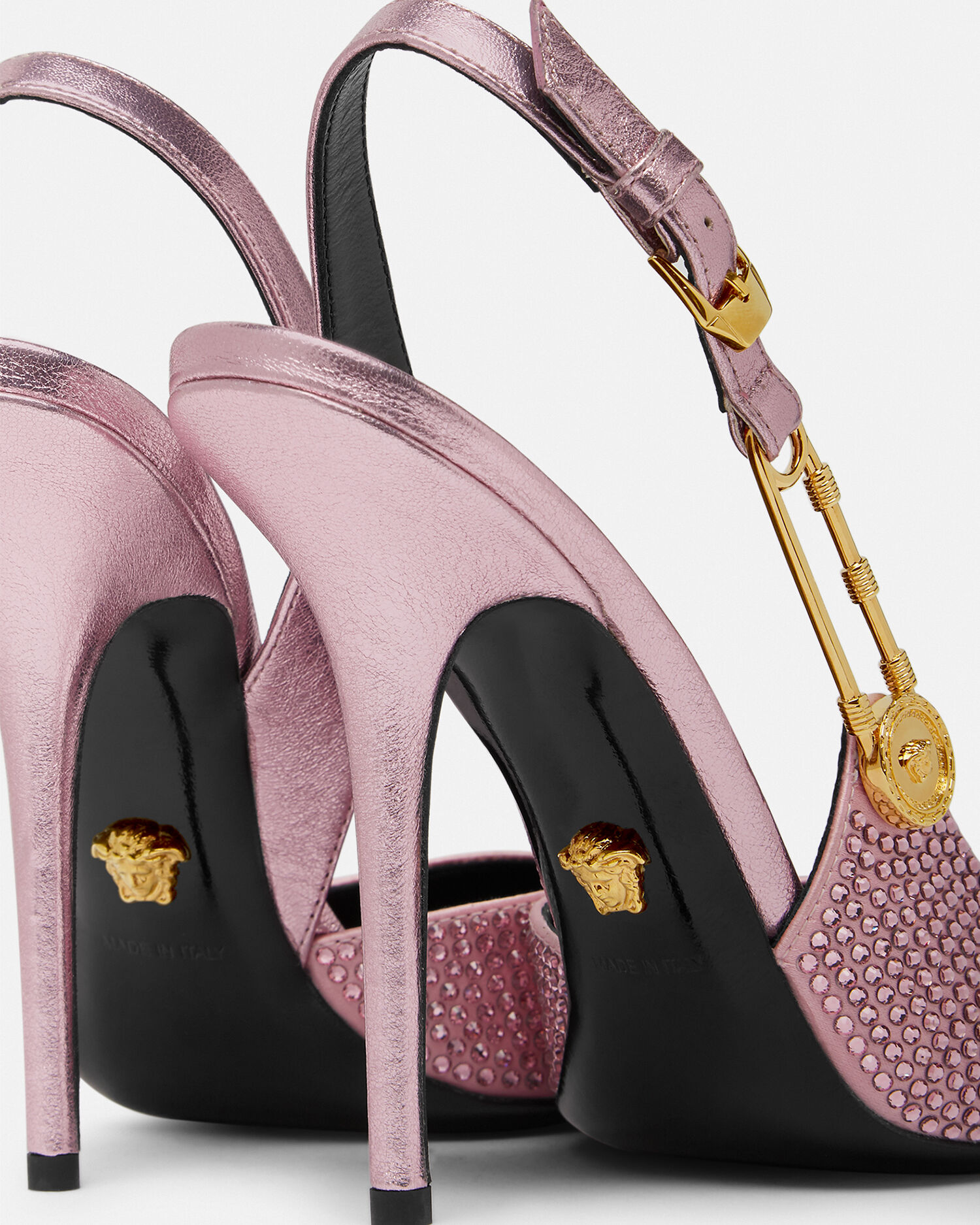 Crystal Safety Pin Slingback Pumps