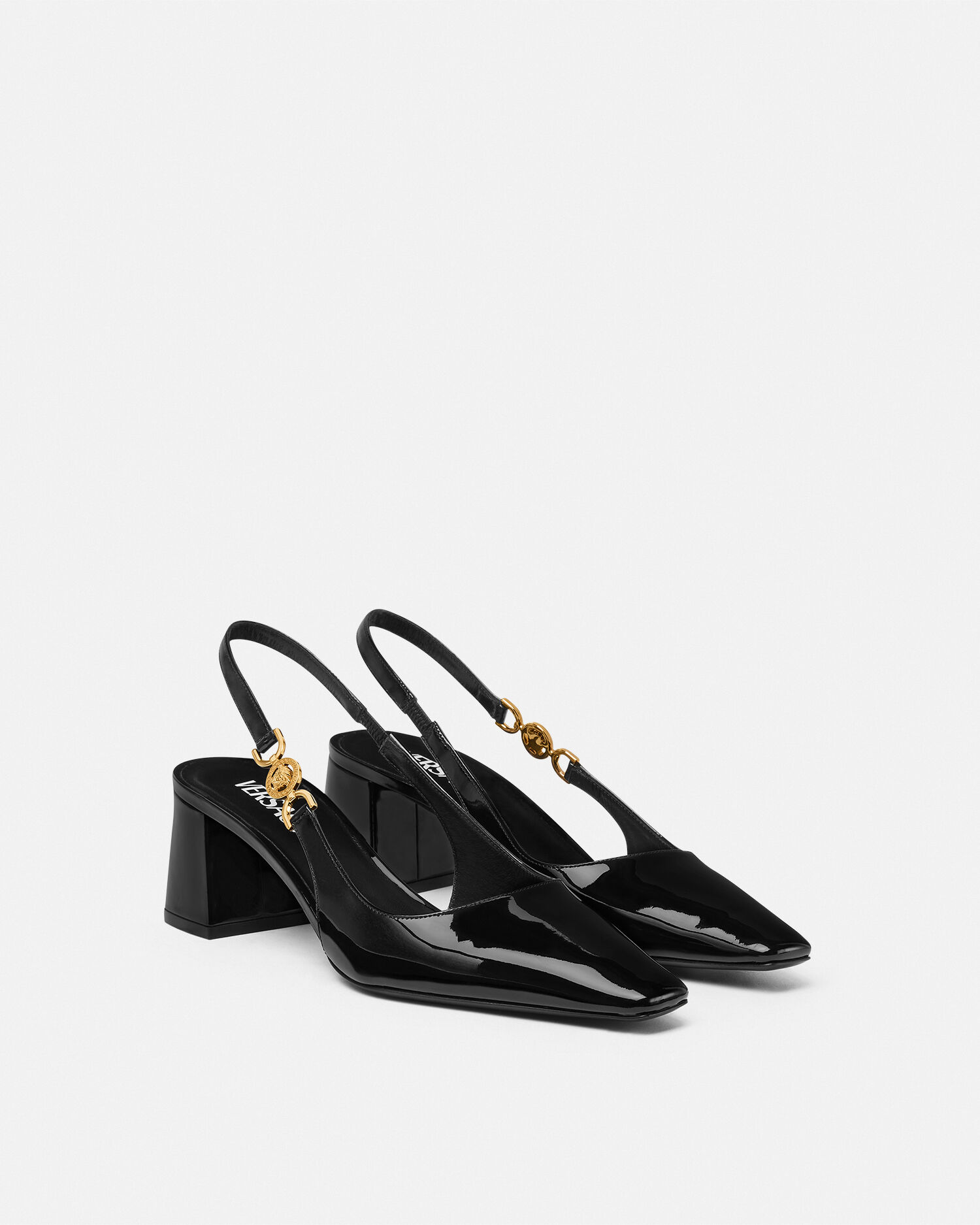Medusa '95 Slingback Pumps 55 mm Black,Gold | VERSACE US