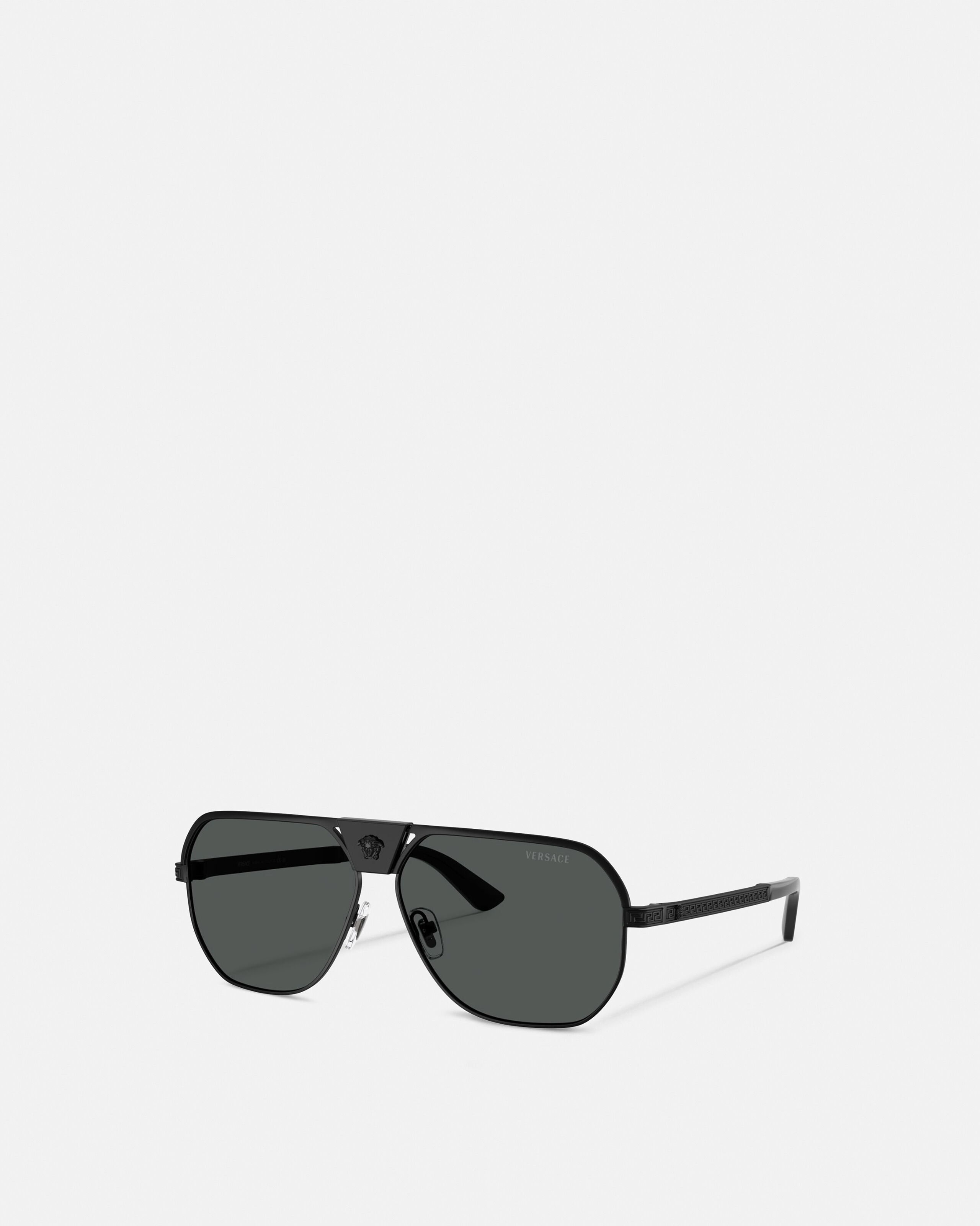 Greca Flow Navigator Sunglasses Black | VERSACE US