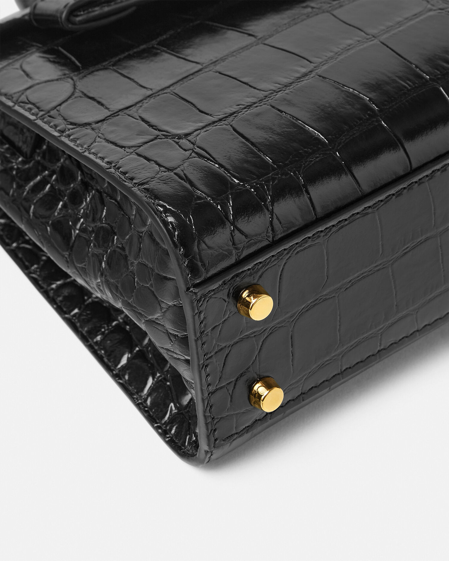 Medusa '95 Croc-Effect Top-Handle Black,Gold | VERSACE