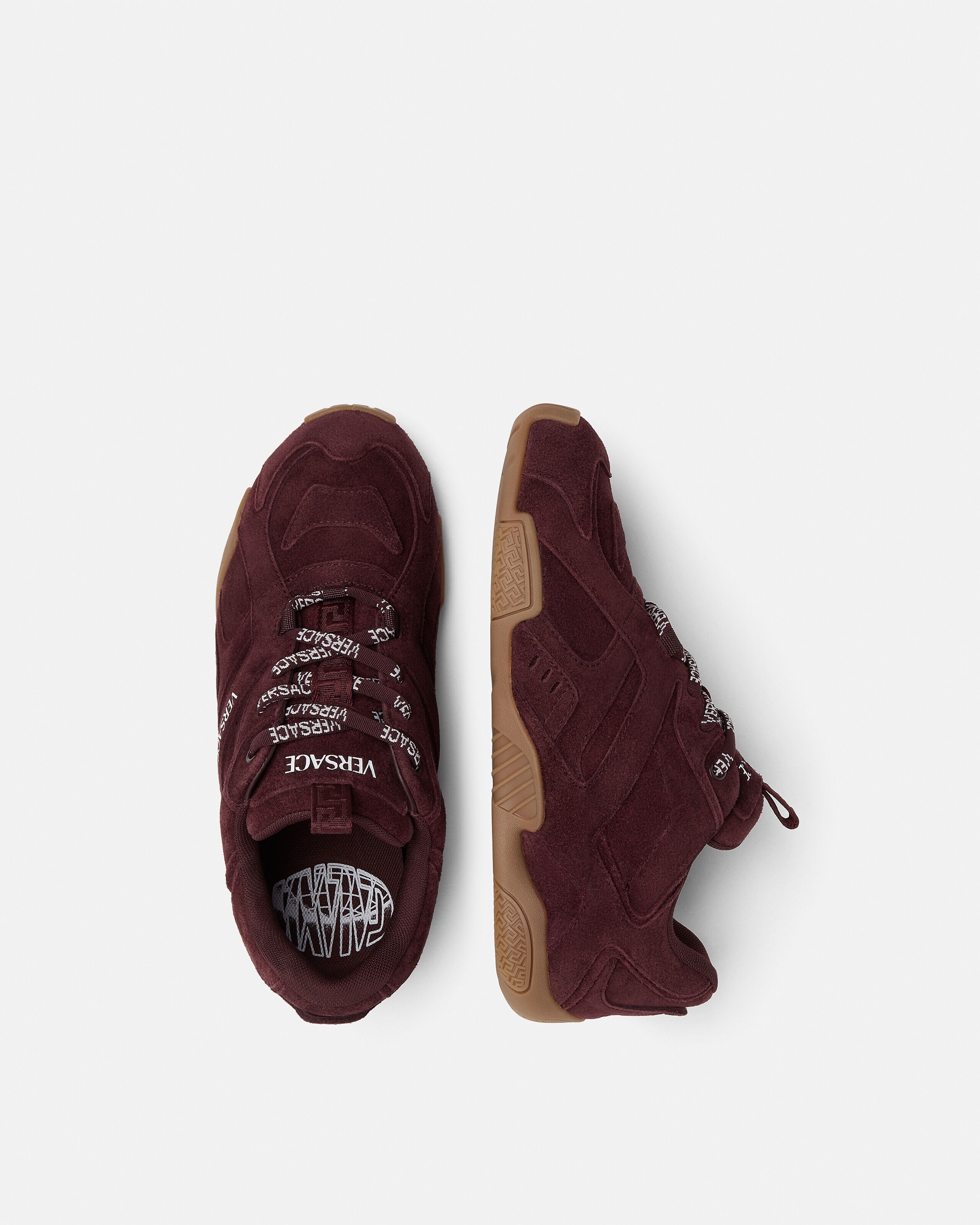 Galaxia Suede Sneakers Burgundy | VERSACE US