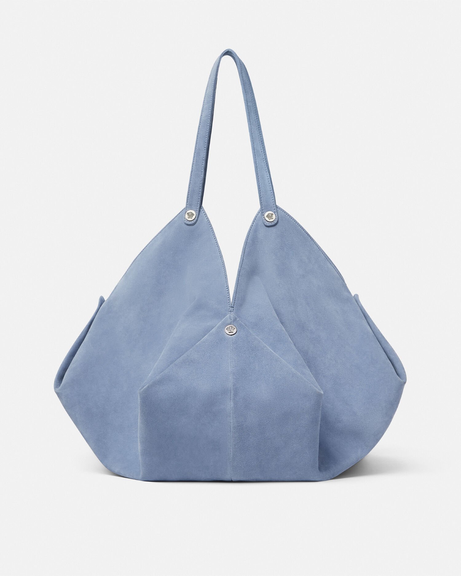 Protea Large Suede Shoulder Bag Blue | VERSACE US
