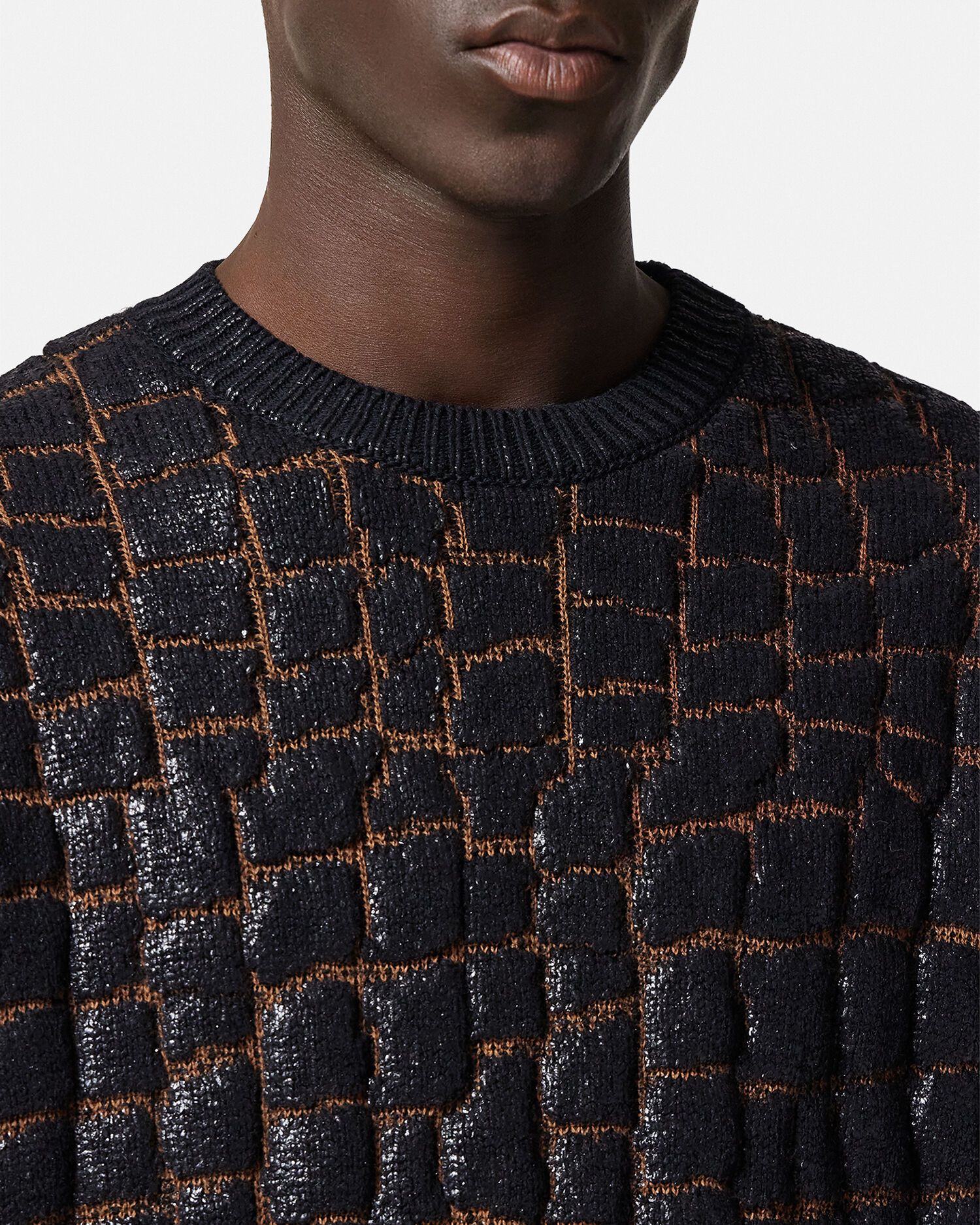 Versace Croc Effect Laminated Jacquard Jumper VERSACE