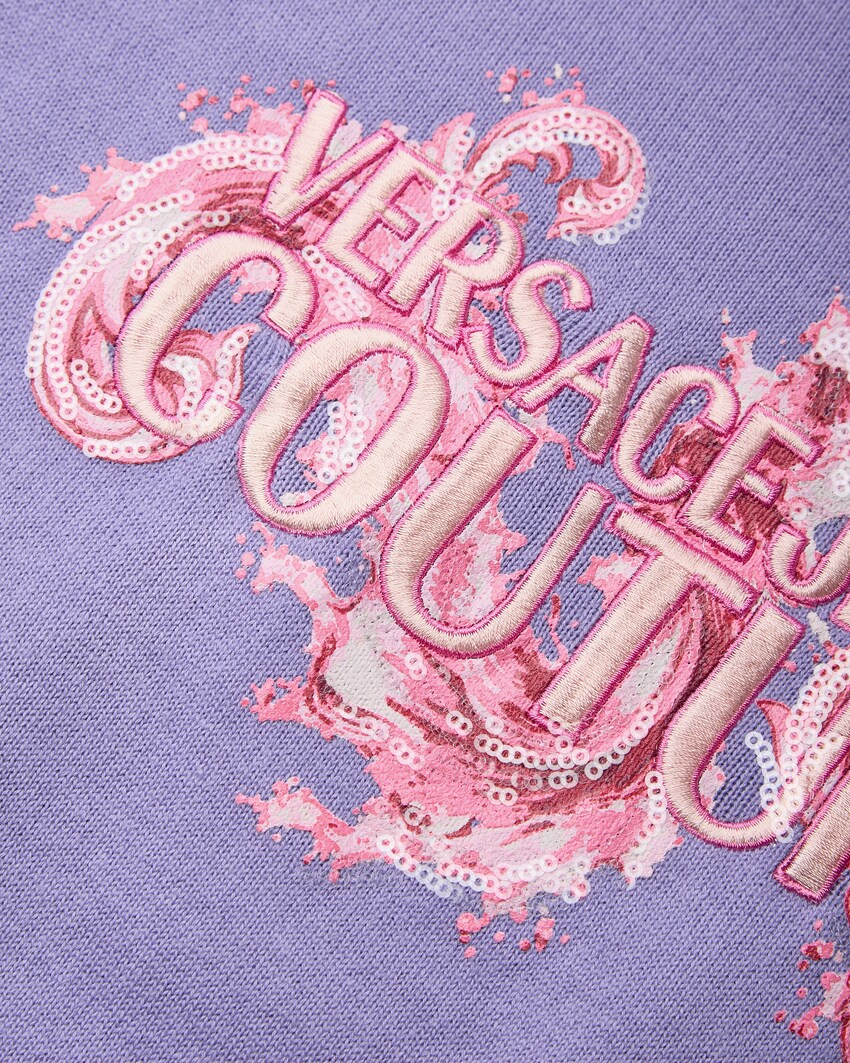 Printed Embroidered Cotton Knit Crop Sweater Print 2