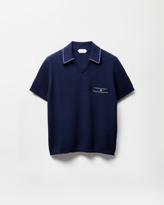 Camiseta de punto de algod&oacute;n Az&uacute;l 1