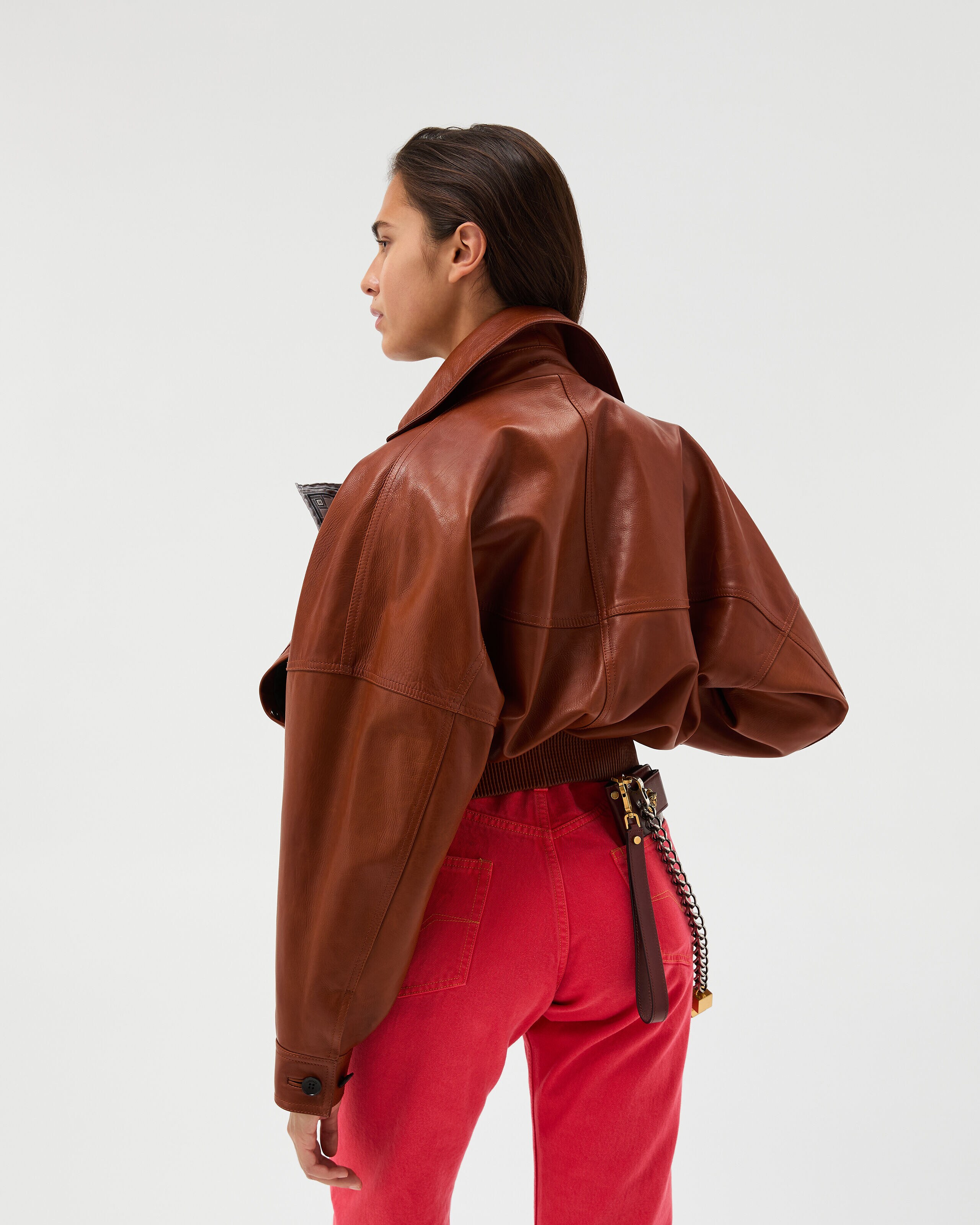 GIANNI VERSACE レザーブルゾン ブラウン Leather Blouson Brown | VERSACE US