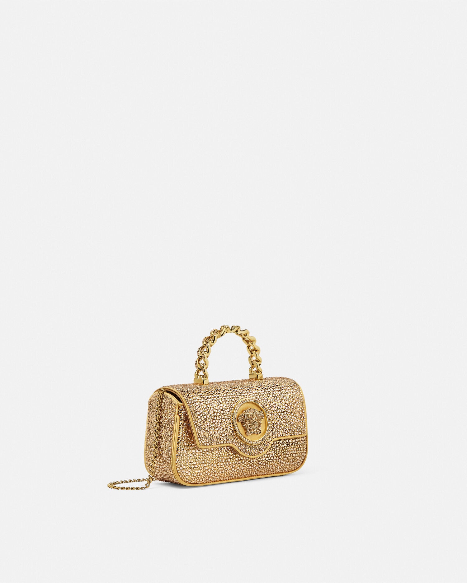 La Medusa Embellished Satin Mini Bag Gold | VERSACE US