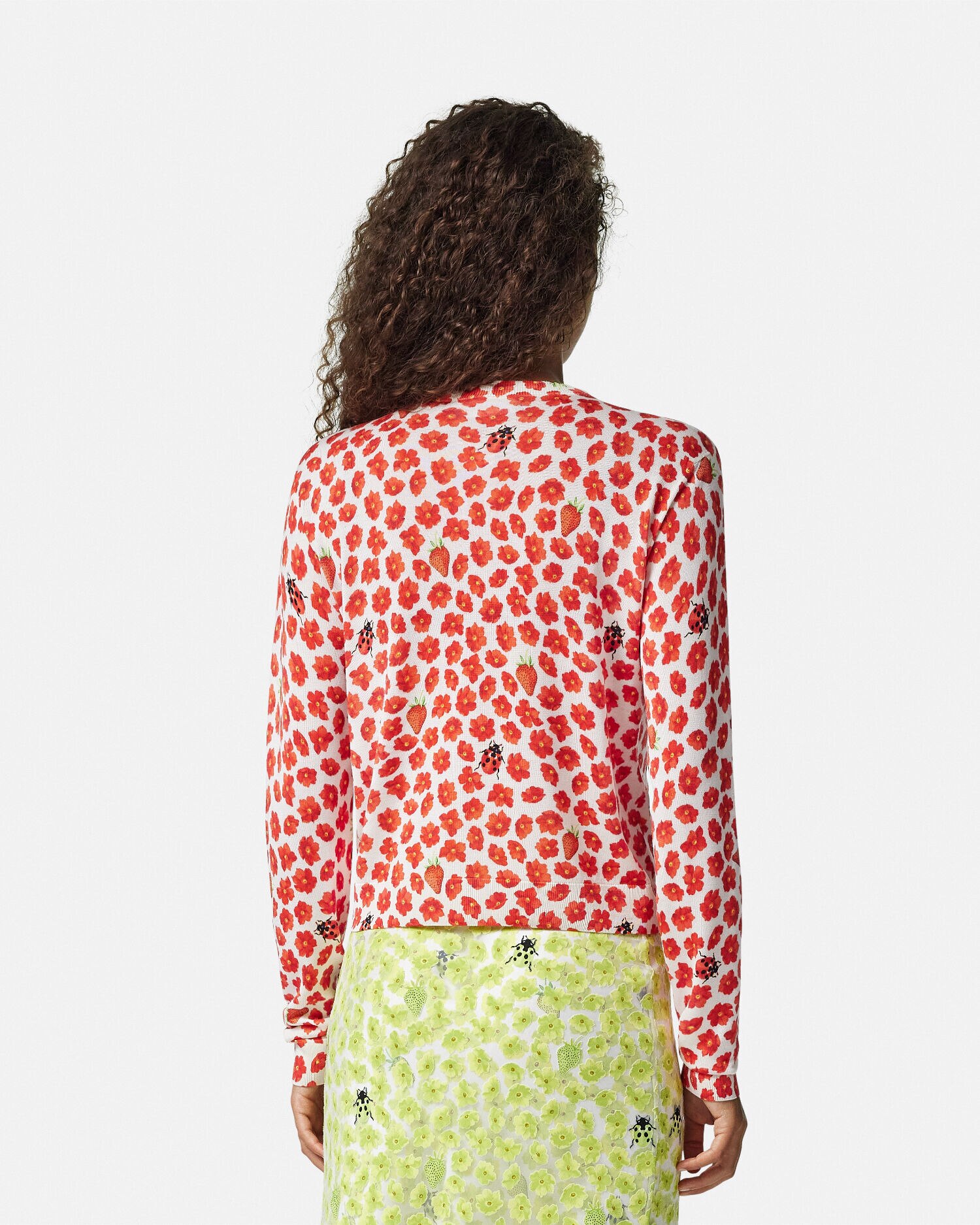 Strawberry Garden Silk Knit Cardigan Red,White | VERSACE US Strawberry Garden Silk Knit Cardigan Red,White | VERSACE US