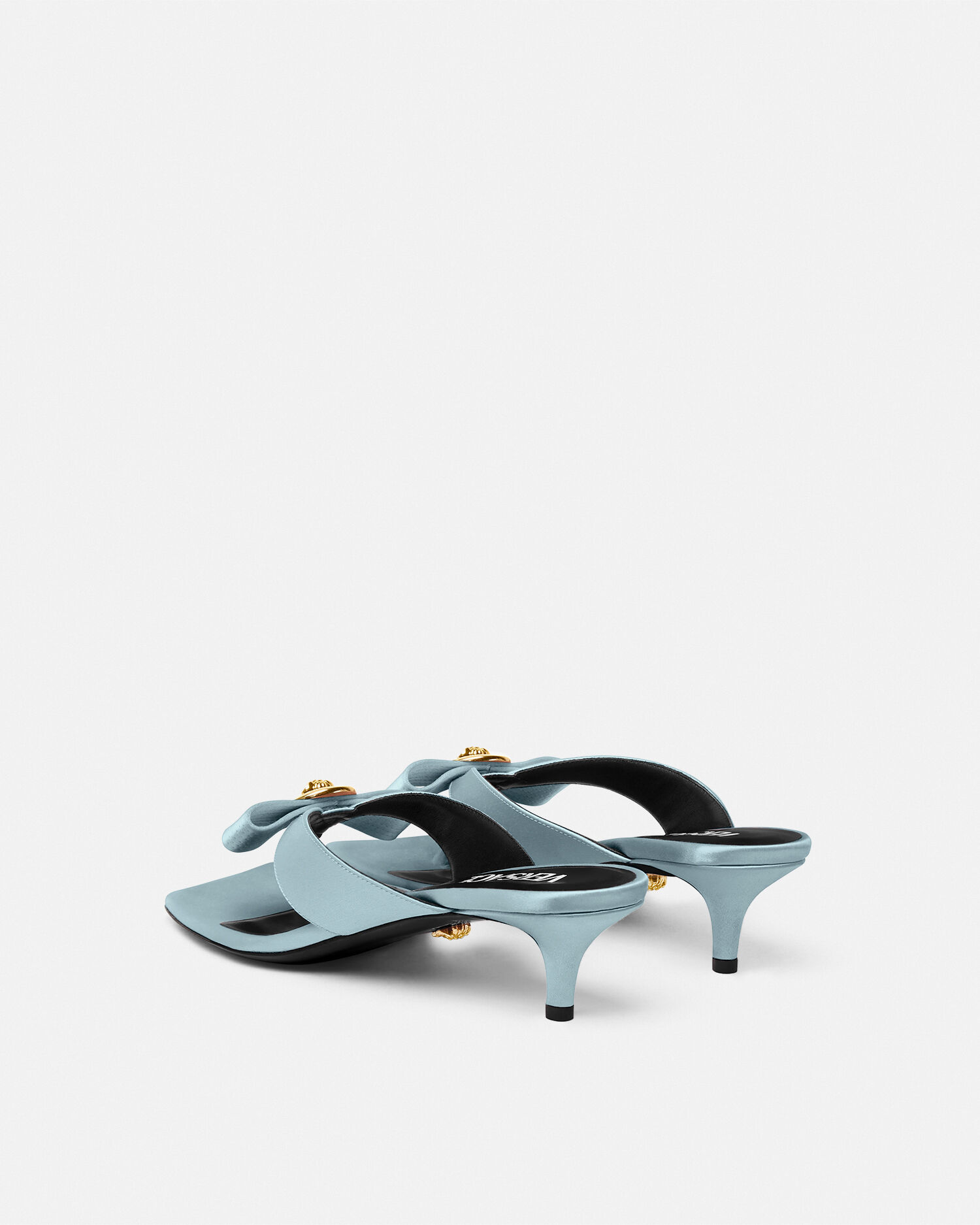 Versace Mules petit talon Gianni Ribbon en satin VERSACE
