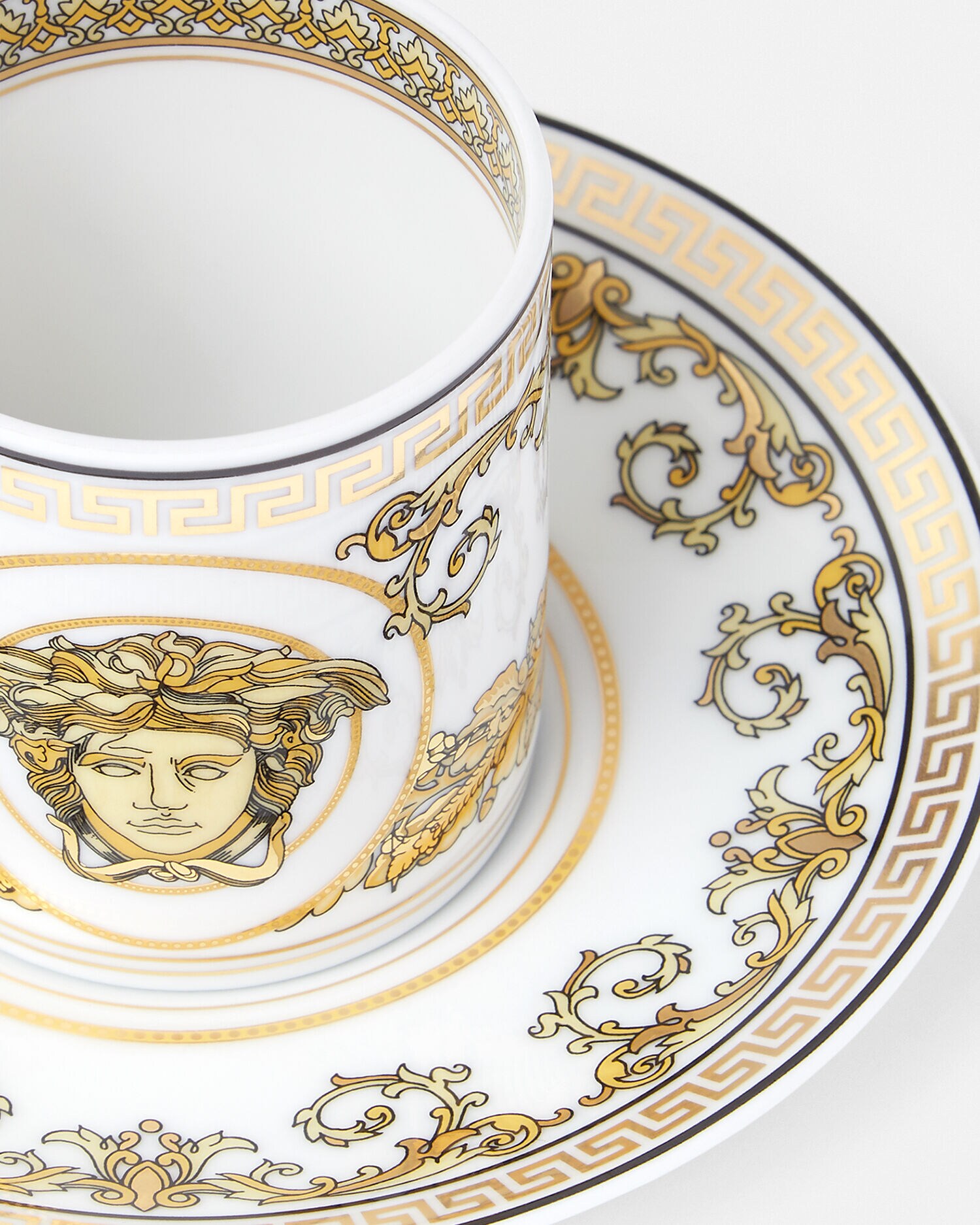 Virtus Gala White Espresso Set White,Gold | VERSACE US