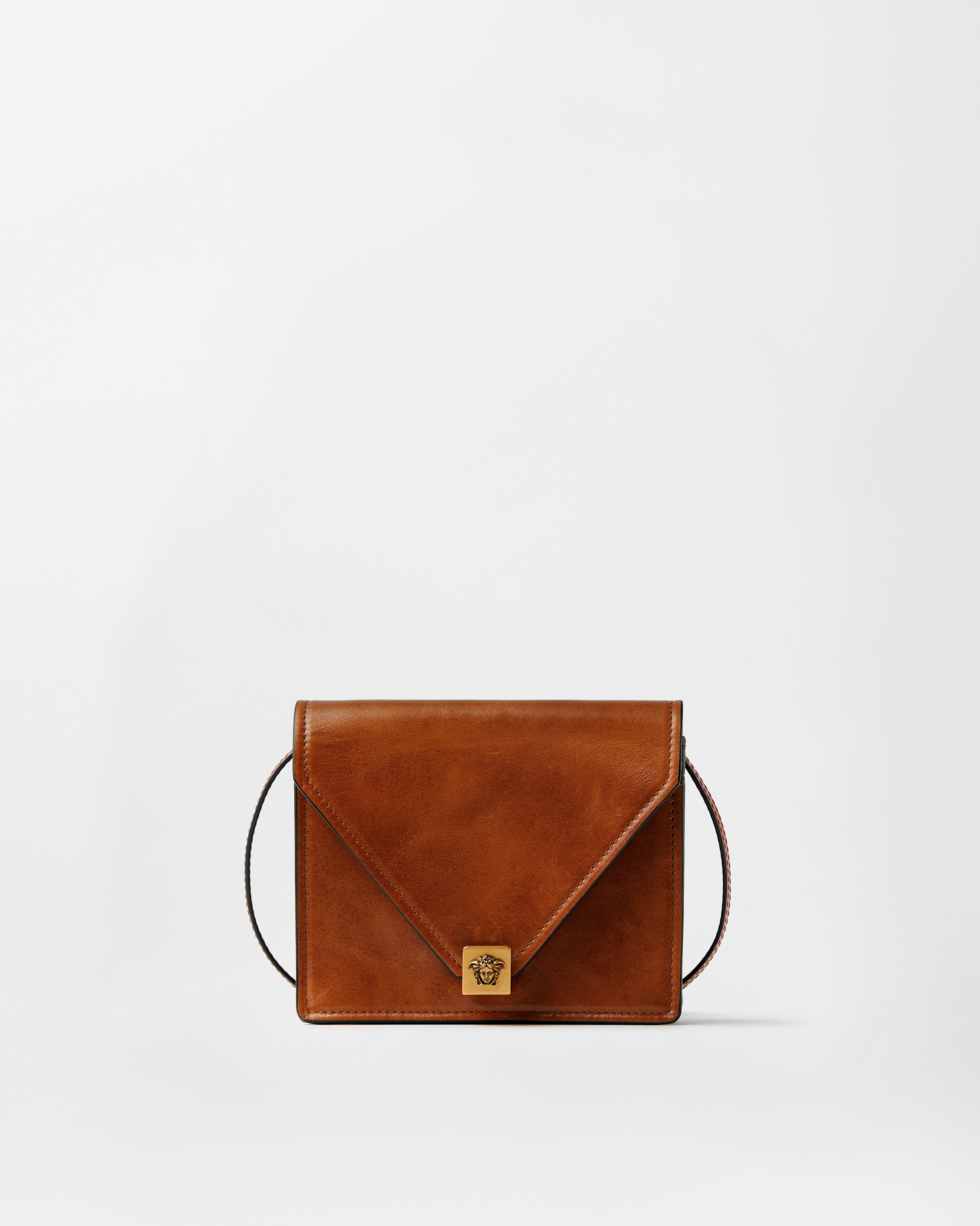Severine Leather Mini Bag Brown | VERSACE US